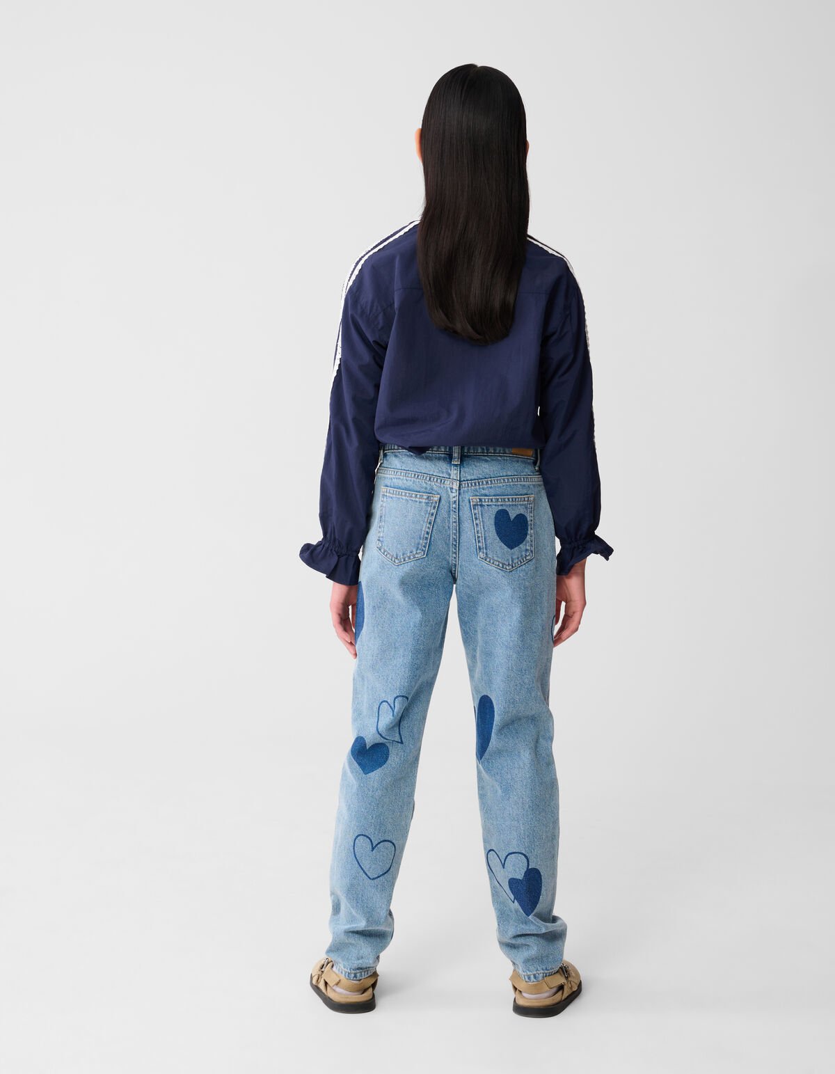 Printed Heart Mom Fit Jeans Blauw SHOEBY GIRLS