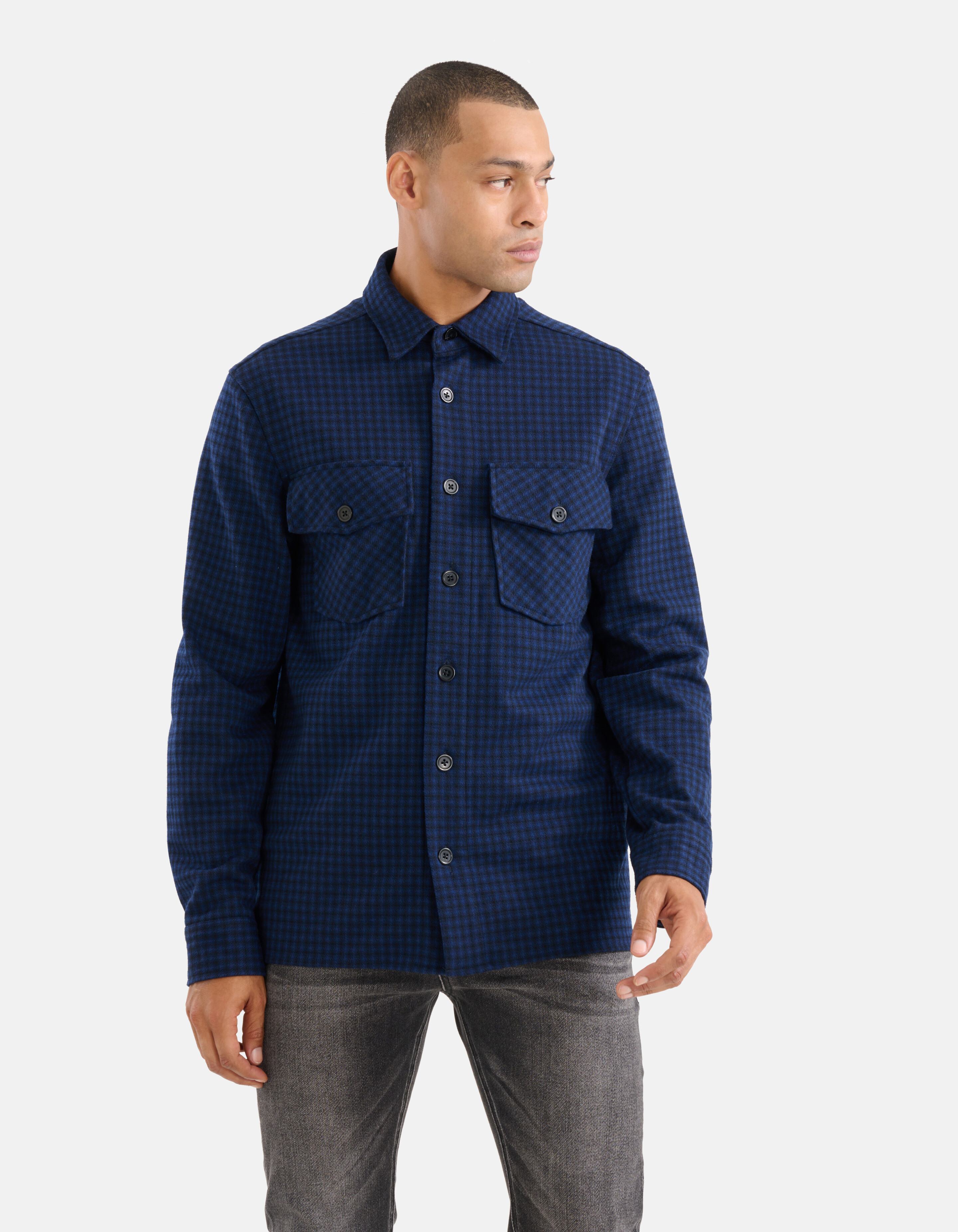 Ruiten Overshirt Donkerblauw SHOEBY MEN