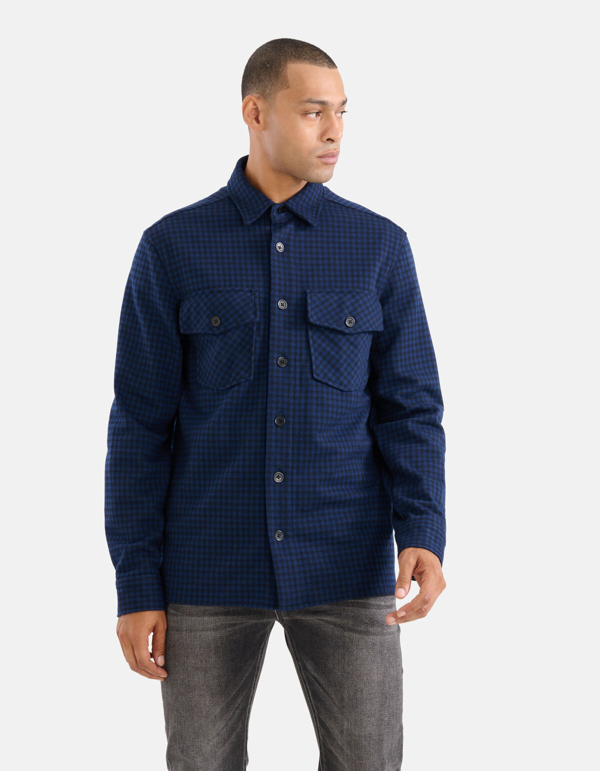 Ruiten Overshirt Donkerblauw SHOEBY MEN