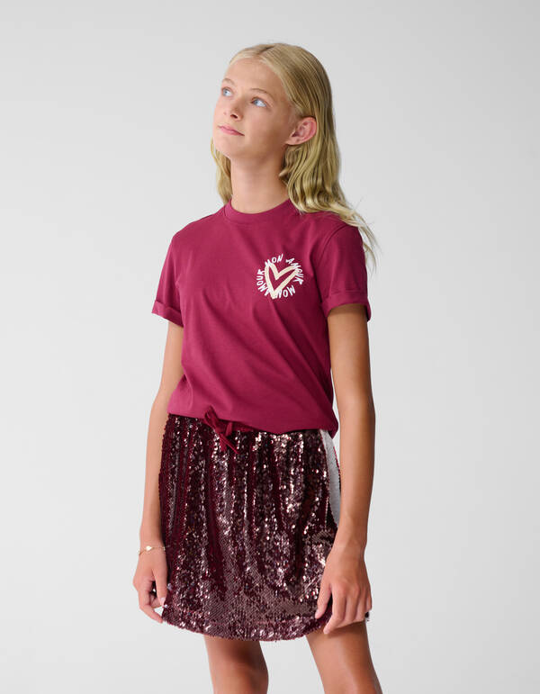 Mon Amour Artwork T-shirt Donkerrood SHOEBY GIRLS