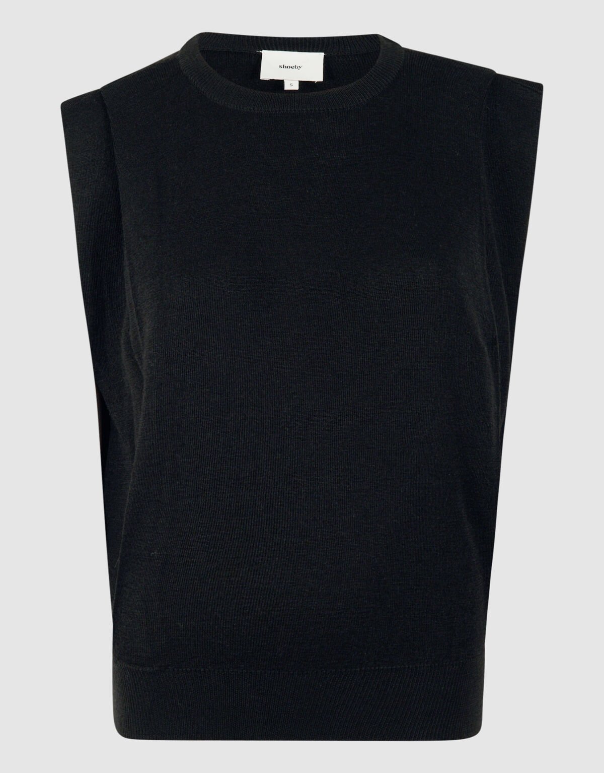 Pleated Shoulder Top Zwart SHOEBY WOMEN