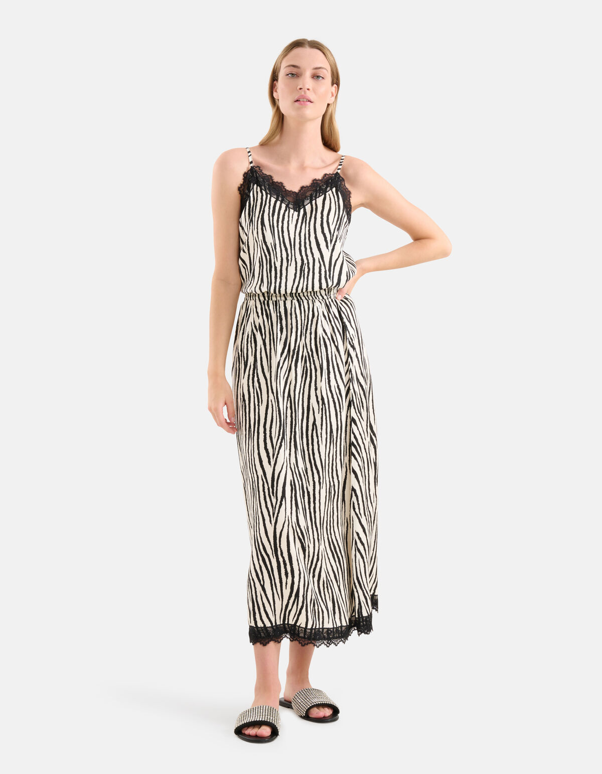 Zebra Printed Singlet Zwart/Wit SHOEBY WOMEN