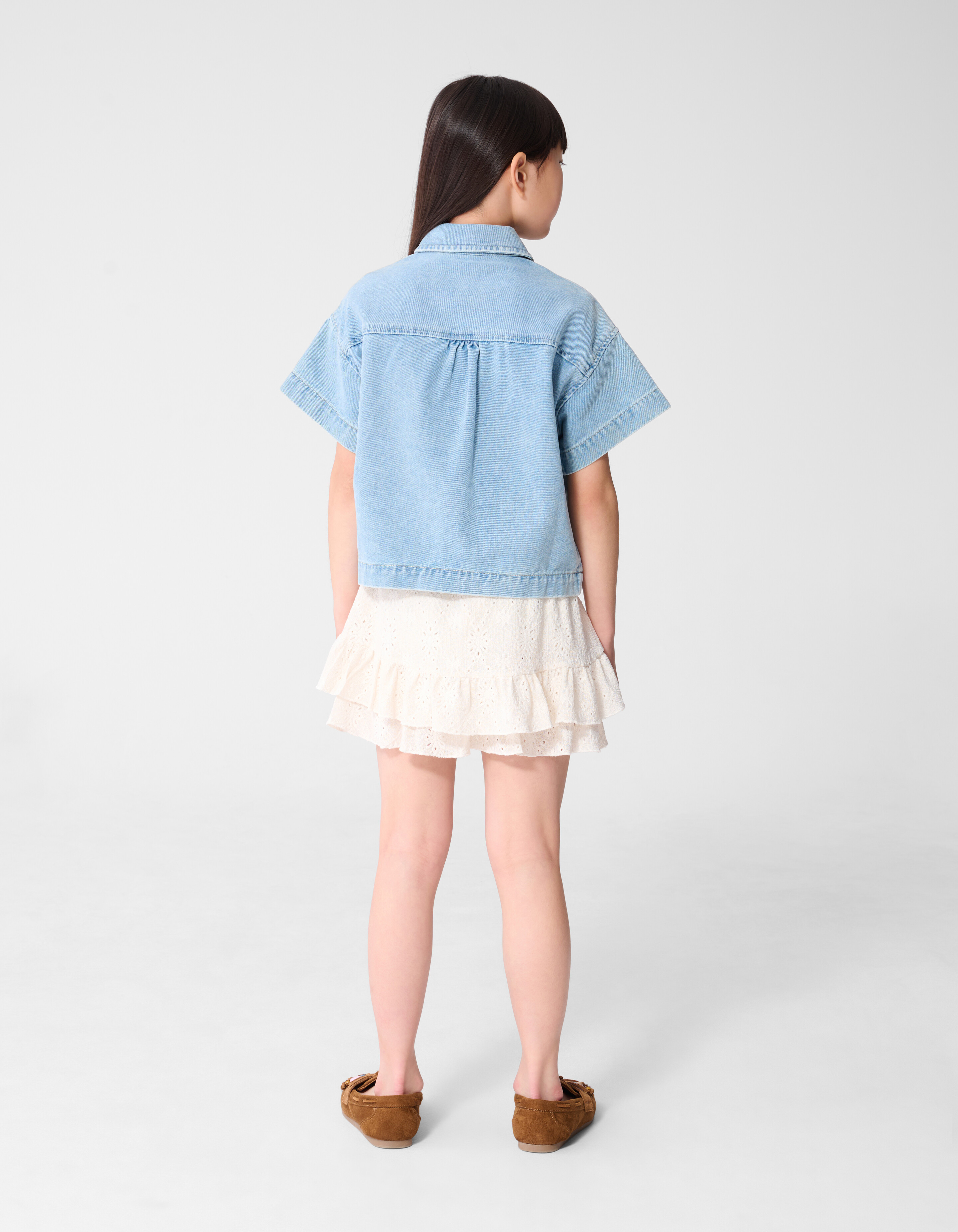 Crochet Denim Blouse Lichtblauw SHOEBY GIRLS