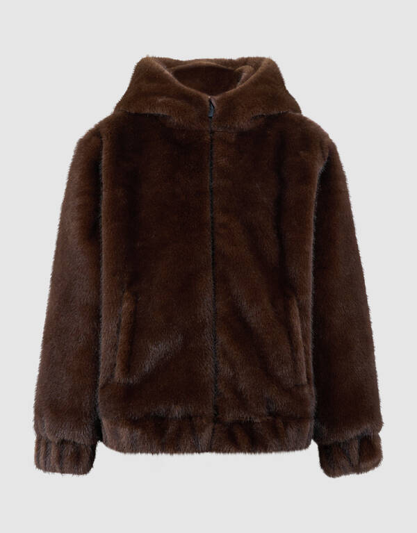 Fake Fur Jas Donkerbruin SHOEBY GIRLS