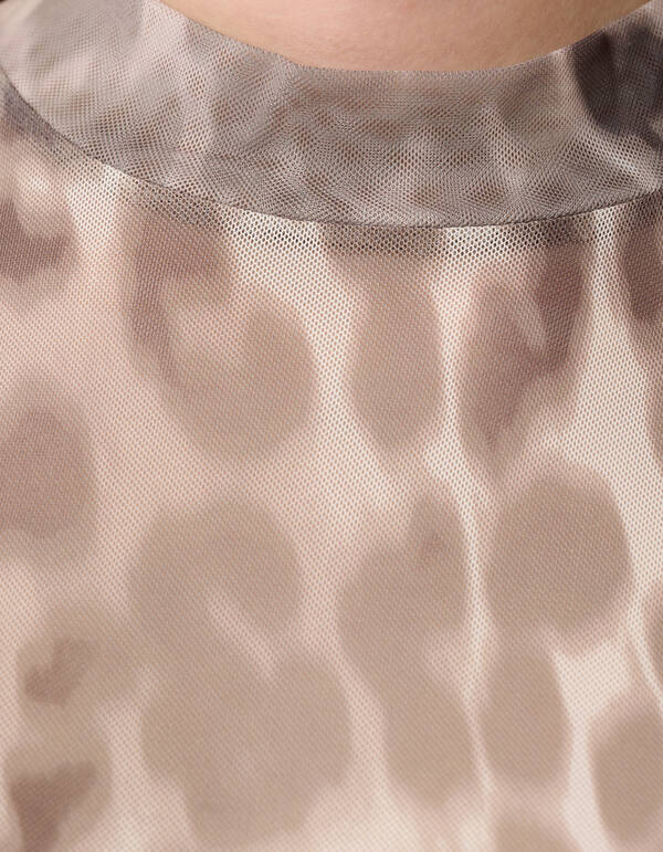 Mesh Leopard Longsleeve Top Lichtbruin SHOEBY WOMEN
