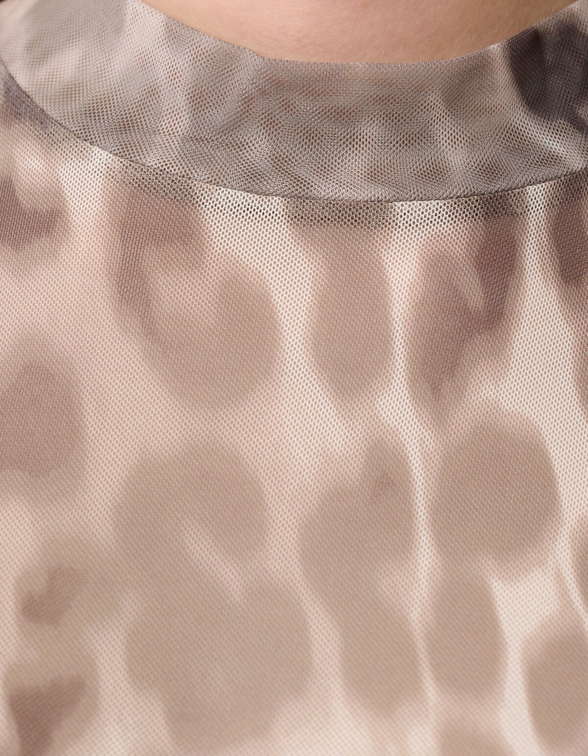 Mesh Leopard Longsleeve Top Lichtbruin SHOEBY WOMEN