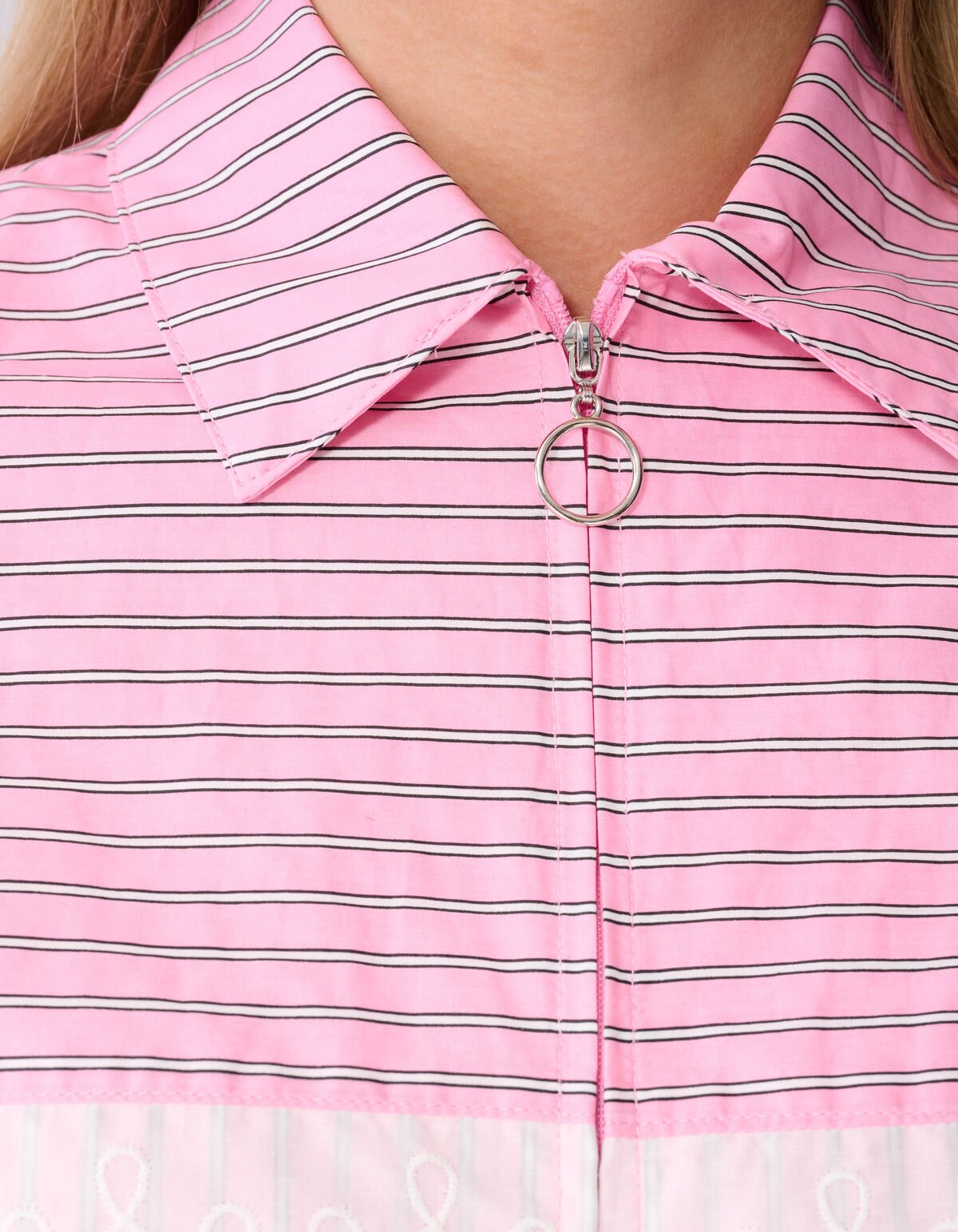 Oversized Kanten Pinstripe Blouse Roze SHOEBY WOMEN