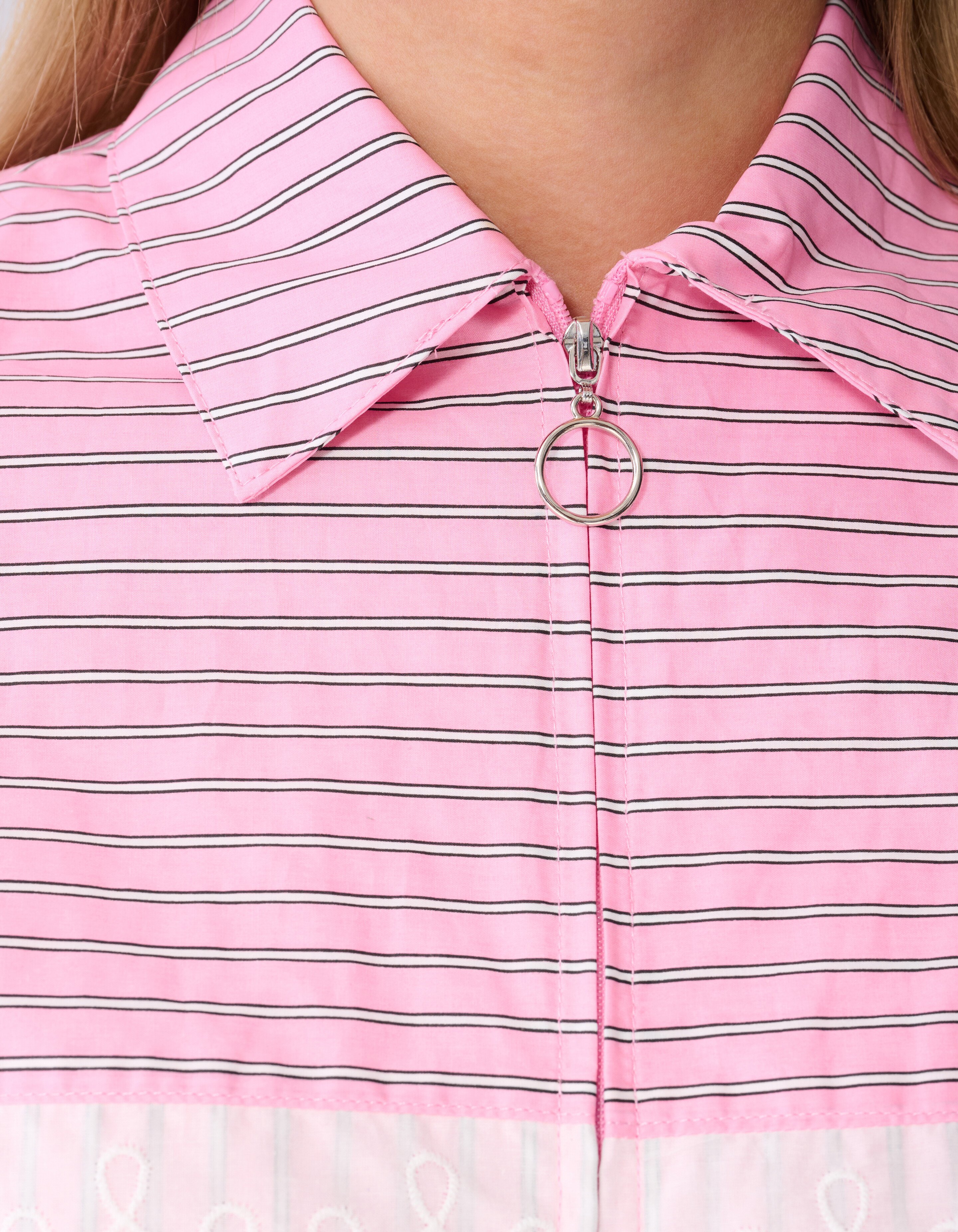 Oversized Kanten Pinstripe Blouse Roze SHOEBY WOMEN