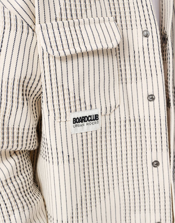 Waffle Stripe Overshirt Gebroken Wit SHOEBY BOYS