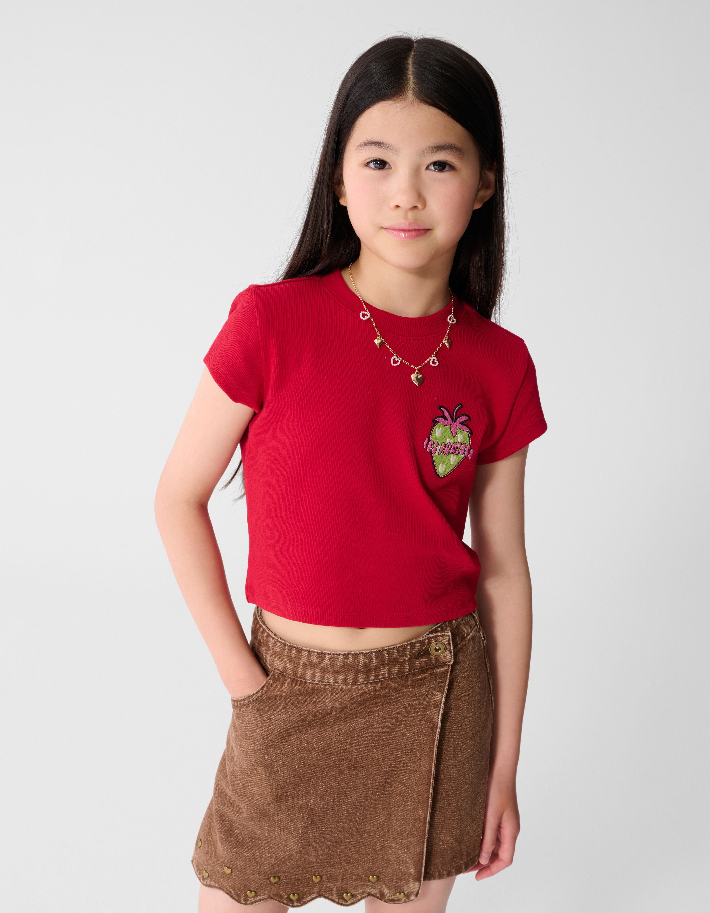 Rib Les Fraises Crop Top Rood SHOEBY GIRLS