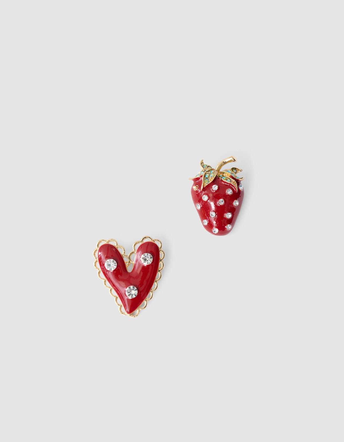 Strawberry Heart Broche Set Rood SHOEBY ACCESSOIRES