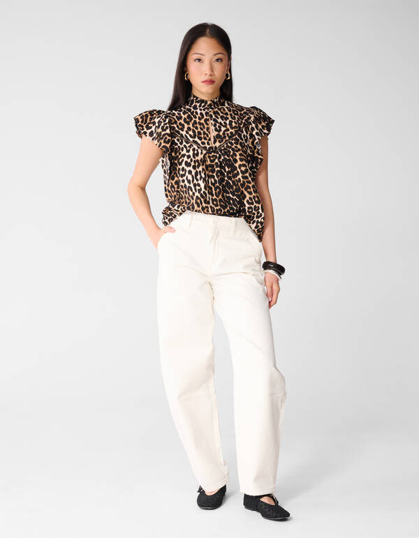 Leopard Ruffle Top Bruin SHOEBY WOMEN