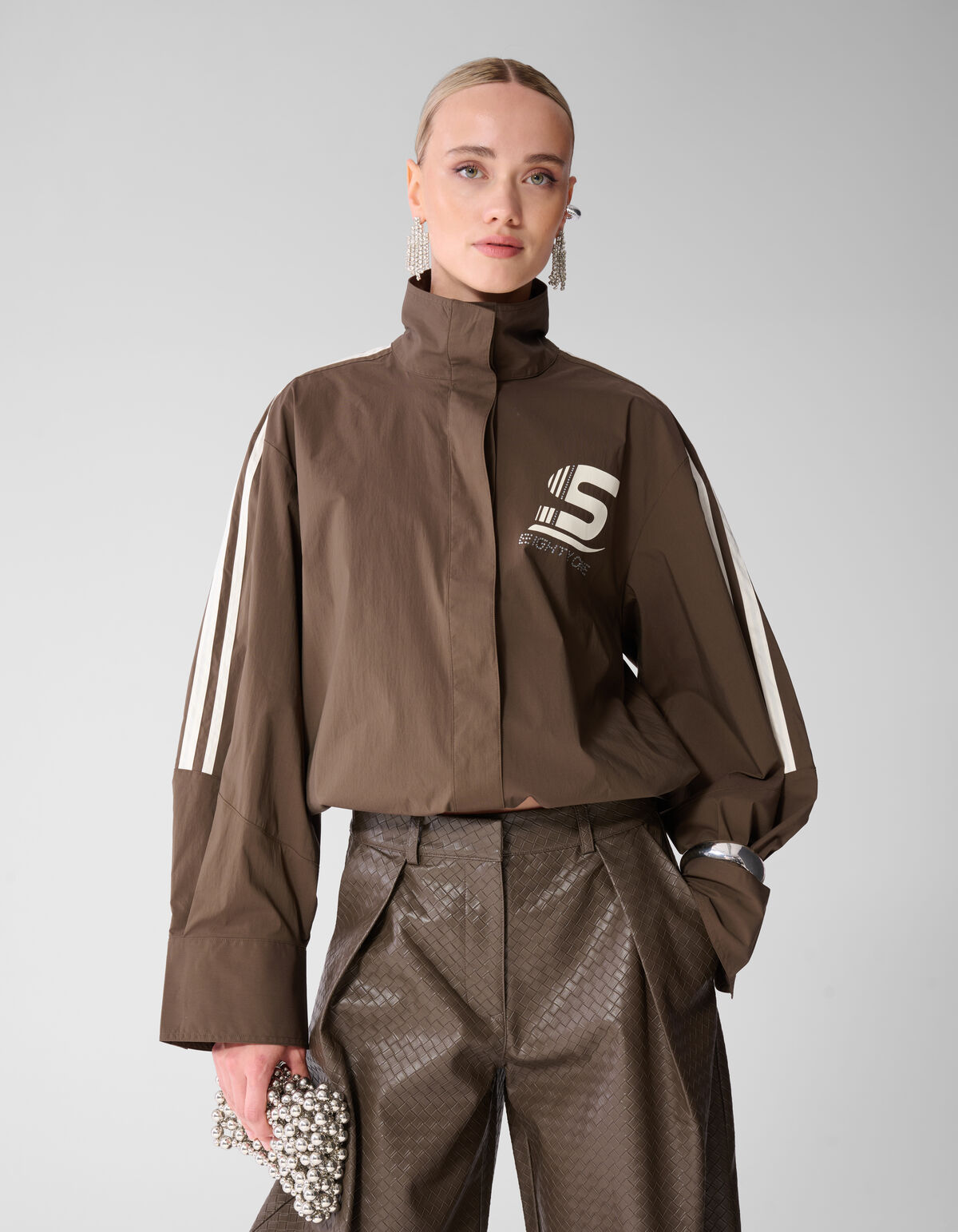 Poplin Track Blouse Donkerbruin SHOEBY WOMEN