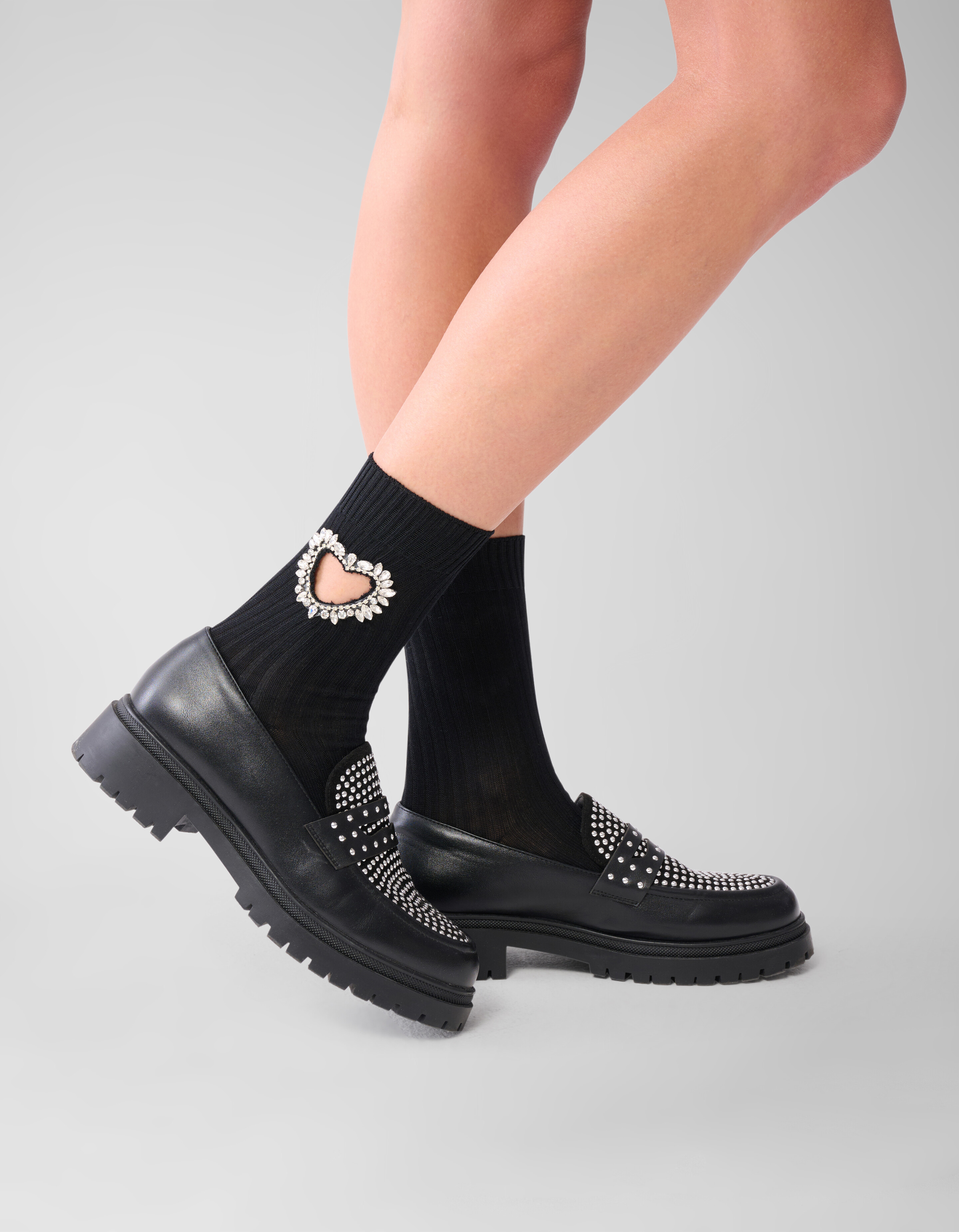 Strass Heart Sokken Zwart SHOEBY ACCESSOIRES