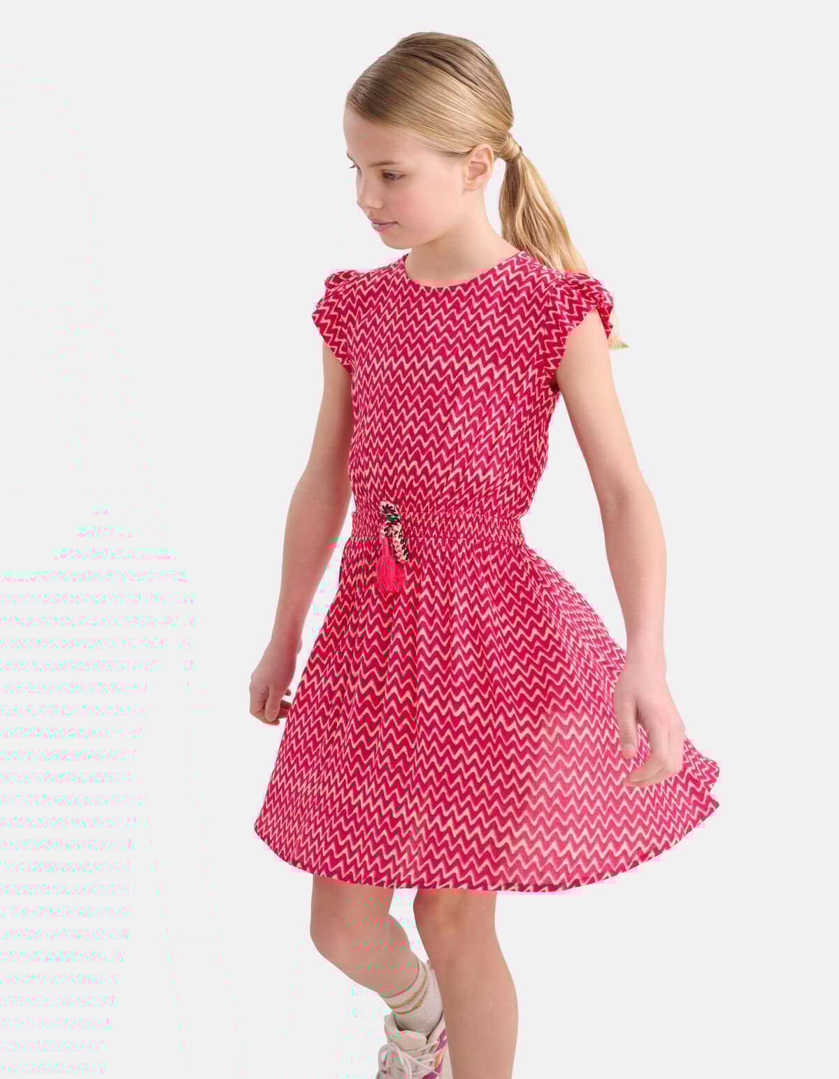 Printed Crinkle Jurk Roze SHOEBY GIRLS