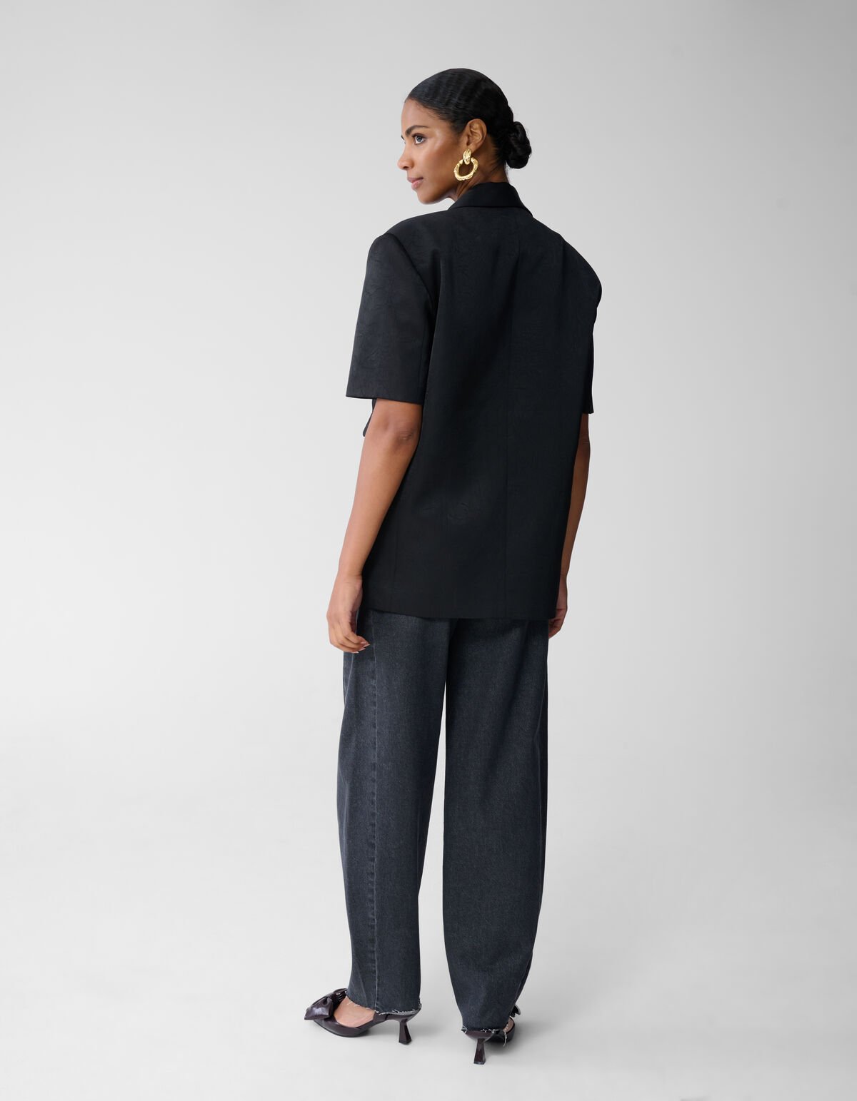 Short Sleeve Blazer Zwart SHOEBY WOMEN