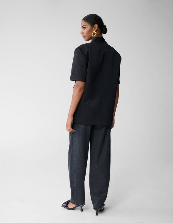 Short Sleeve Blazer Zwart SHOEBY WOMEN