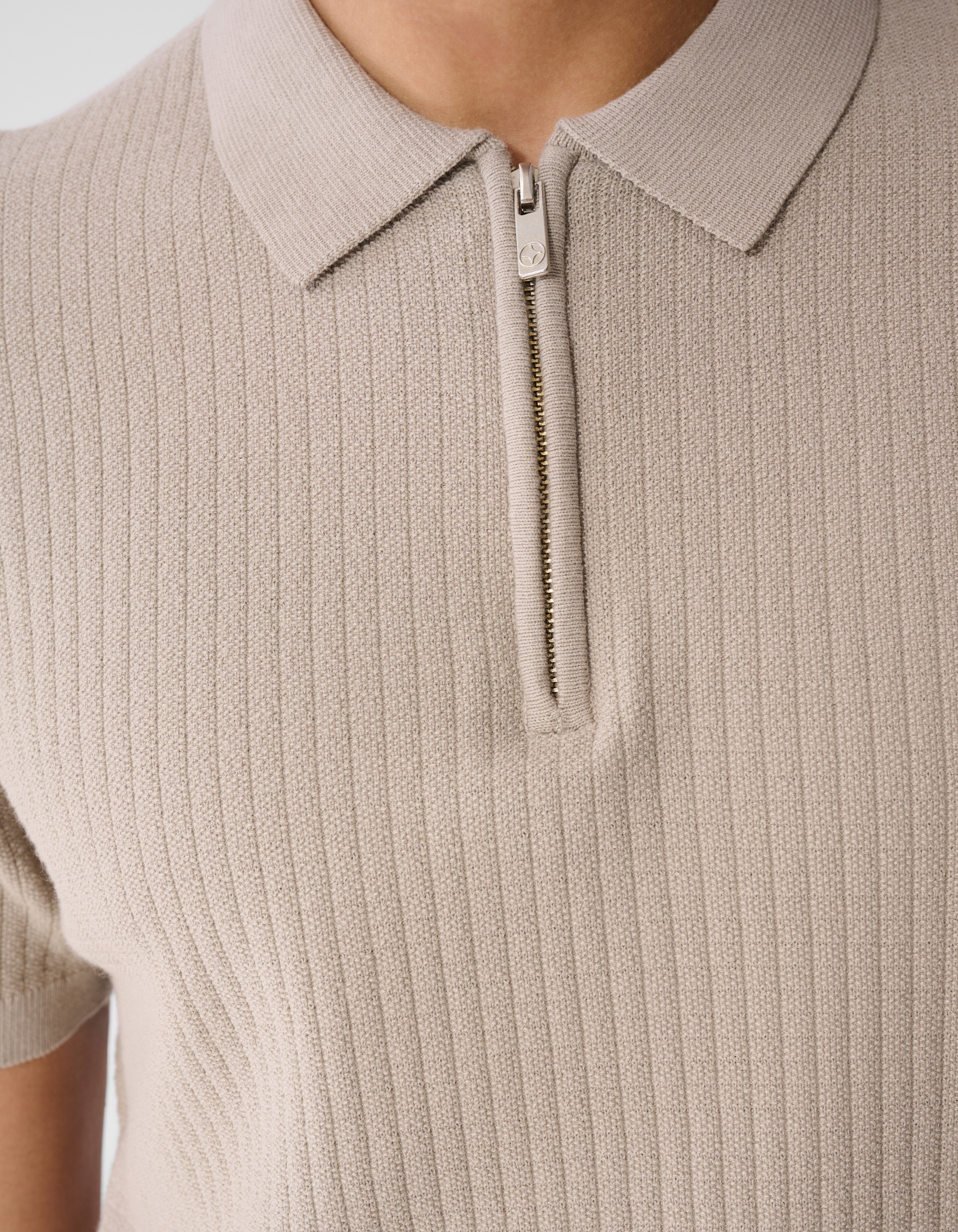 Gebreide Zipper Polo Lichtbruin SHOEBY MEN