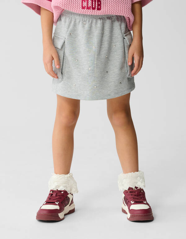 Strass Cargo Mini Rok Lichtgrijs SHOEBY GIRLS