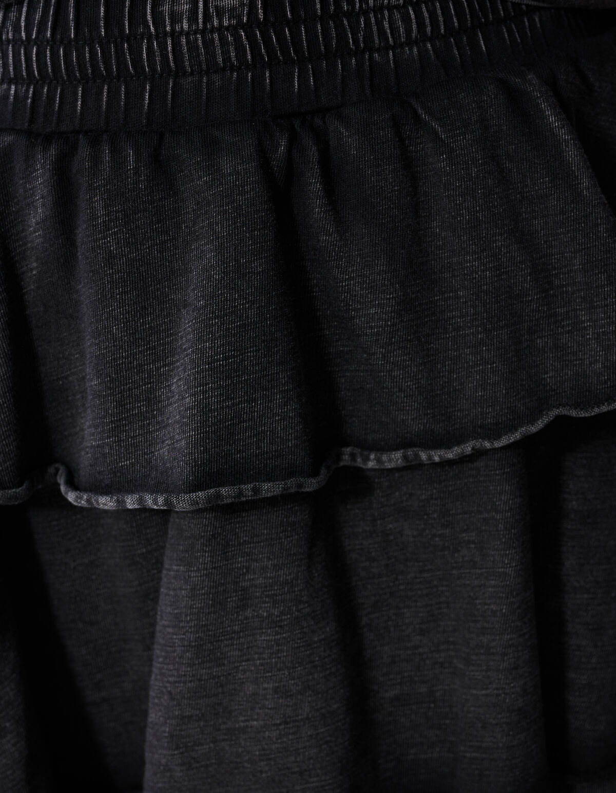 Washed Ruffle Mini Rok Donkergrijs SHOEBY GIRLS