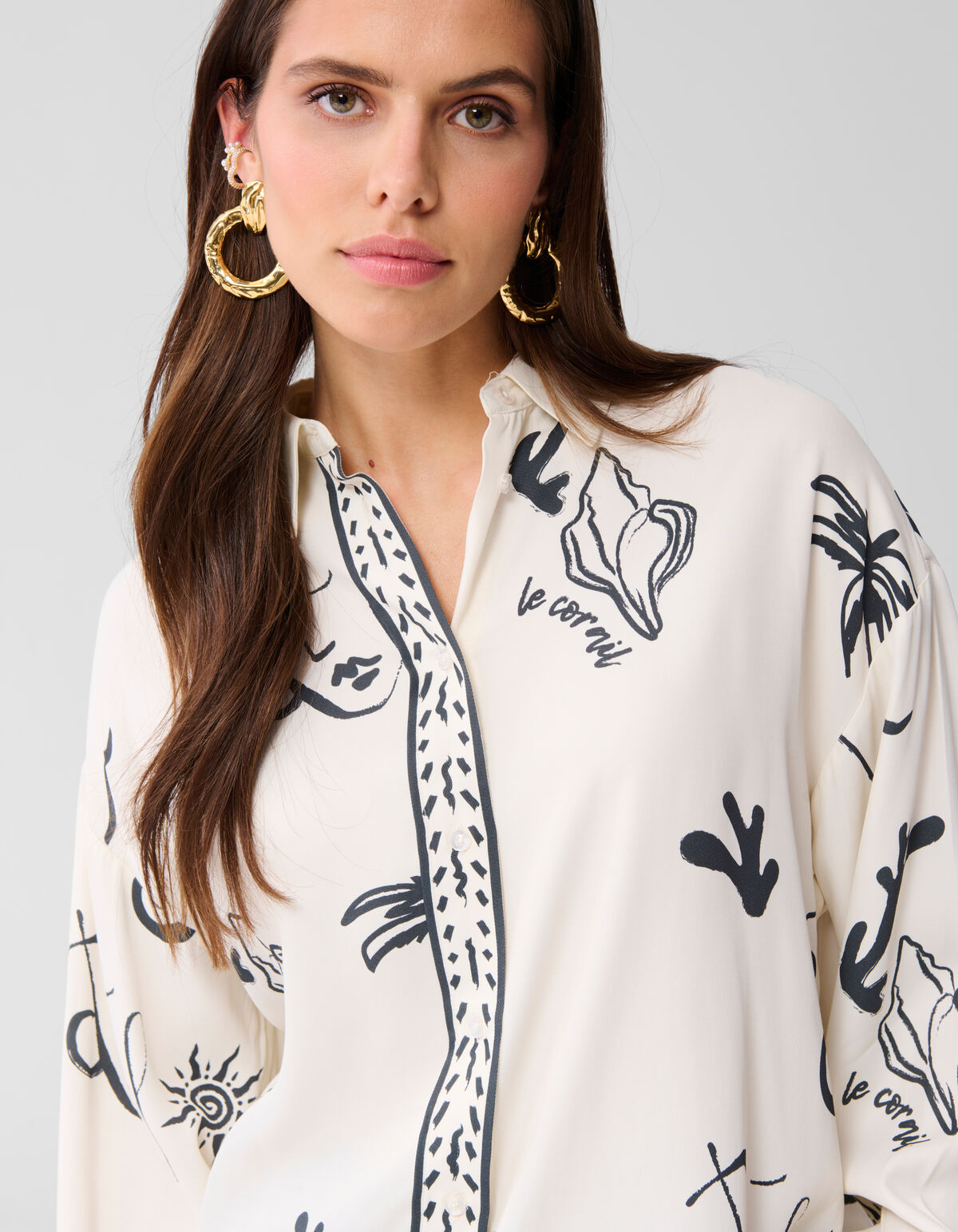 Printed Dessert Blouse Zwart/Wit SHOEBY WOMEN