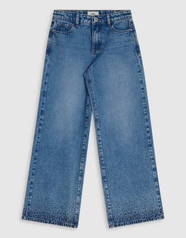 Blue Strass Ultra Wide Leg Fit Jeans Lichtblauw SHOEBY GIRLS