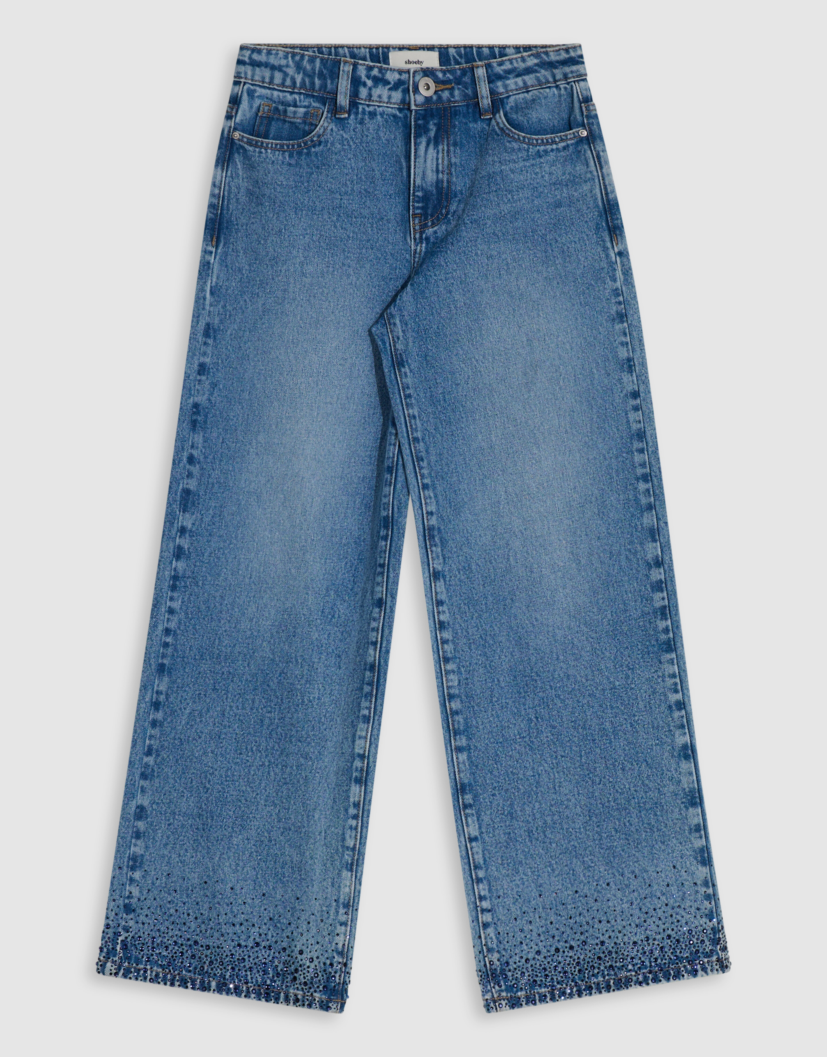 Blue Strass Ultra Wide Leg Fit Jeans Lichtblauw SHOEBY GIRLS