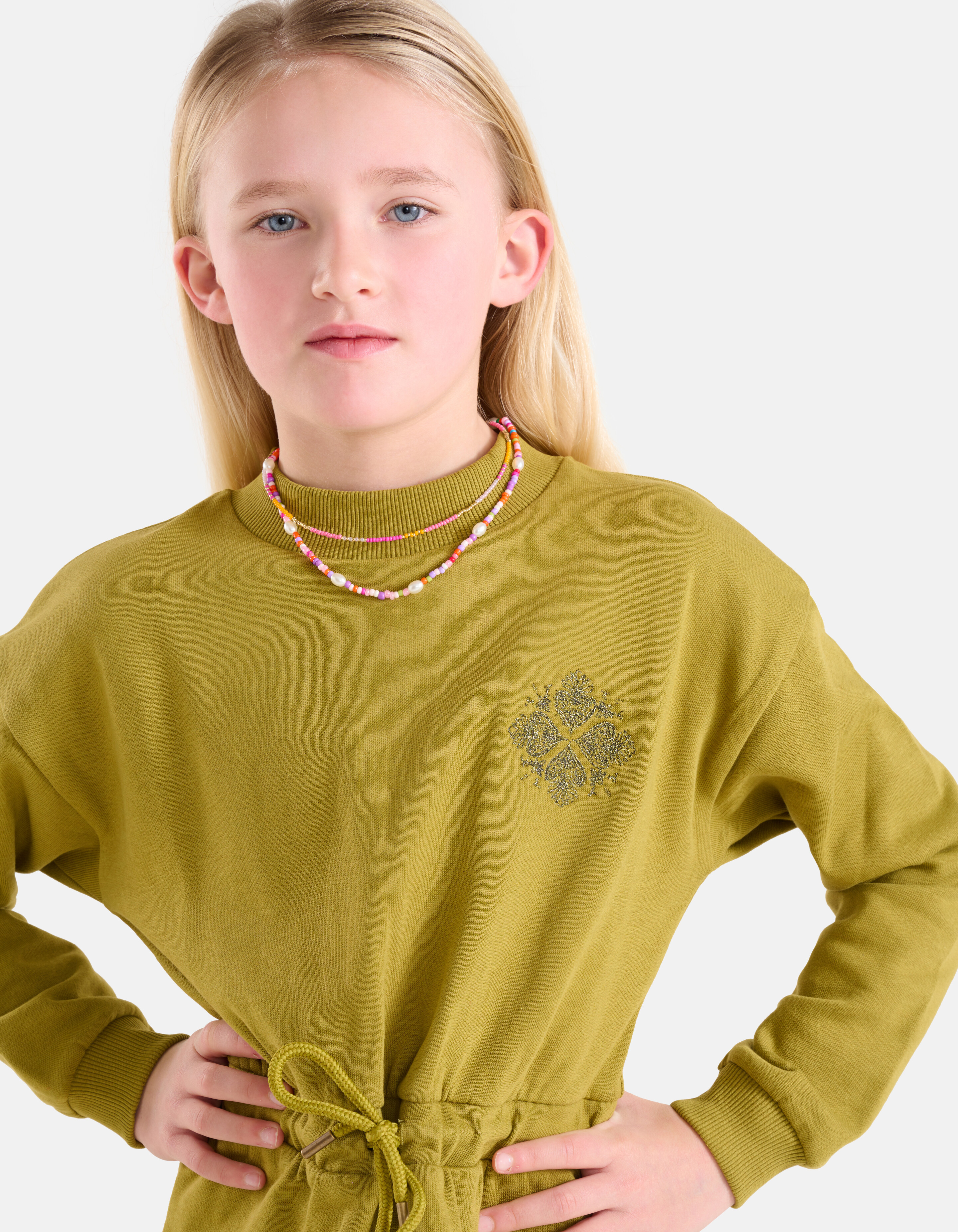 Embroidery Sweater Jurk Groen SHOEBY GIRLS