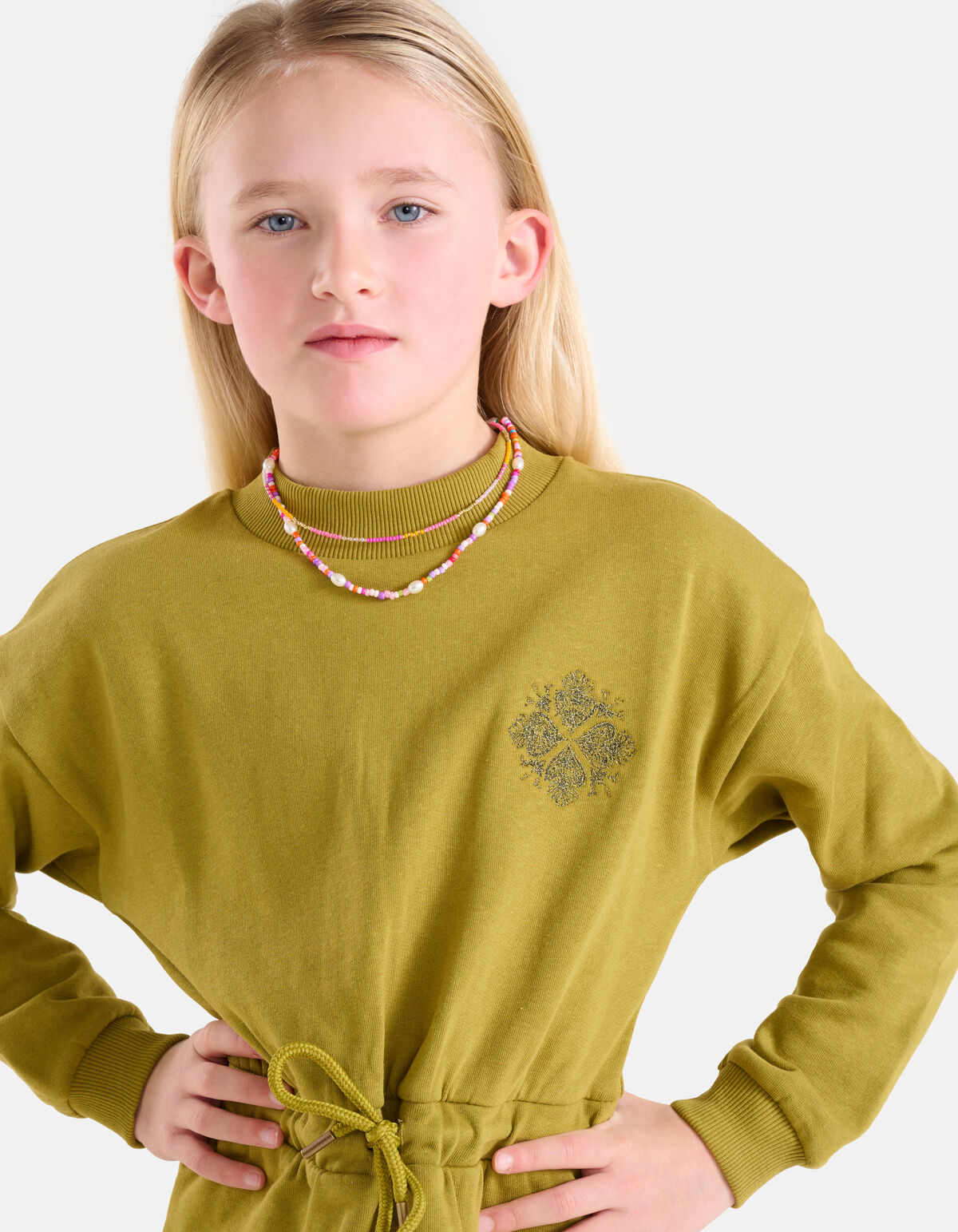 Embroidery Sweater Jurk Groen SHOEBY GIRLS