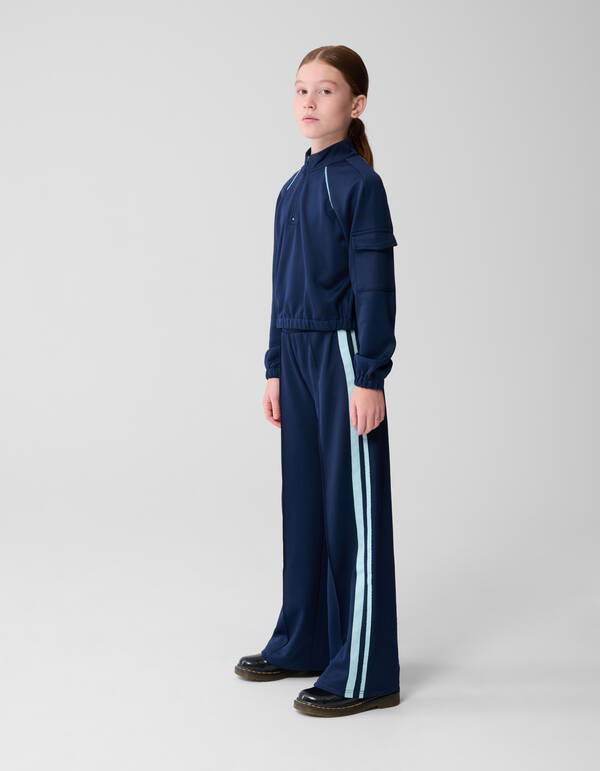 Sporty Wide Leg Broek Donkerblauw SHOEBY GIRLS