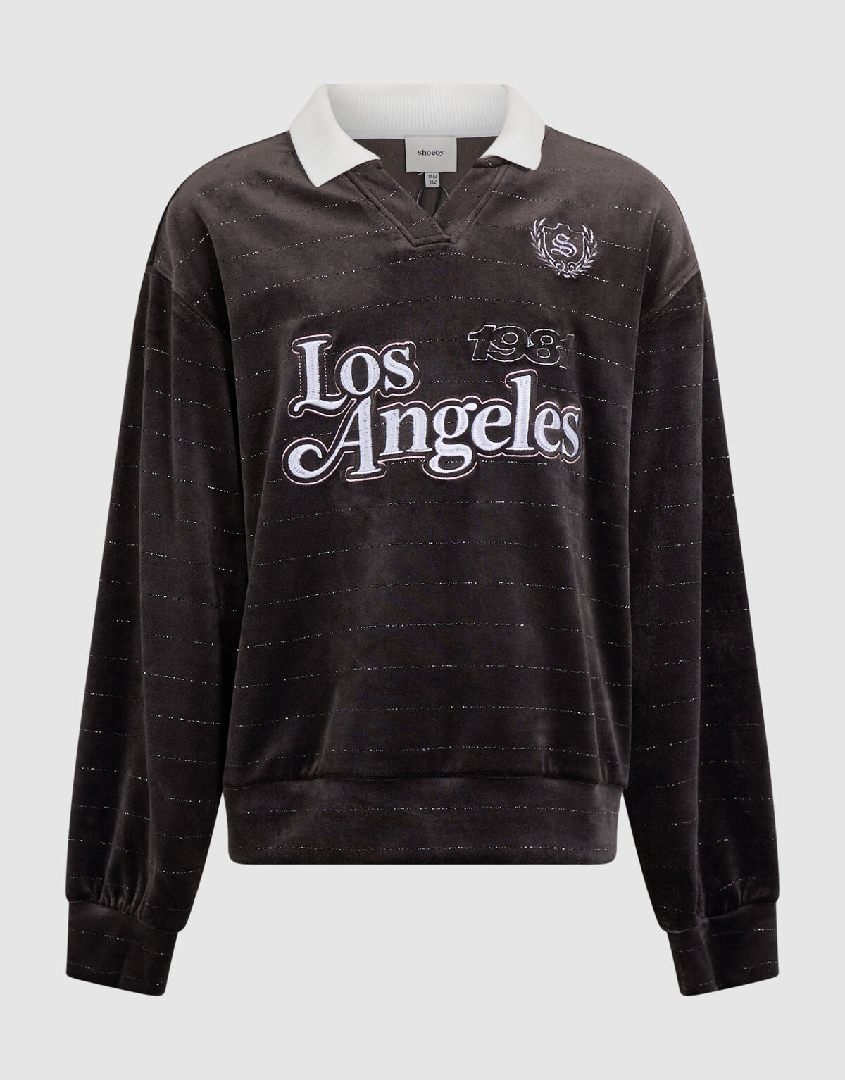 Velvet Sporty Longsleeve Top Donkerbruin SHOEBY GIRLS