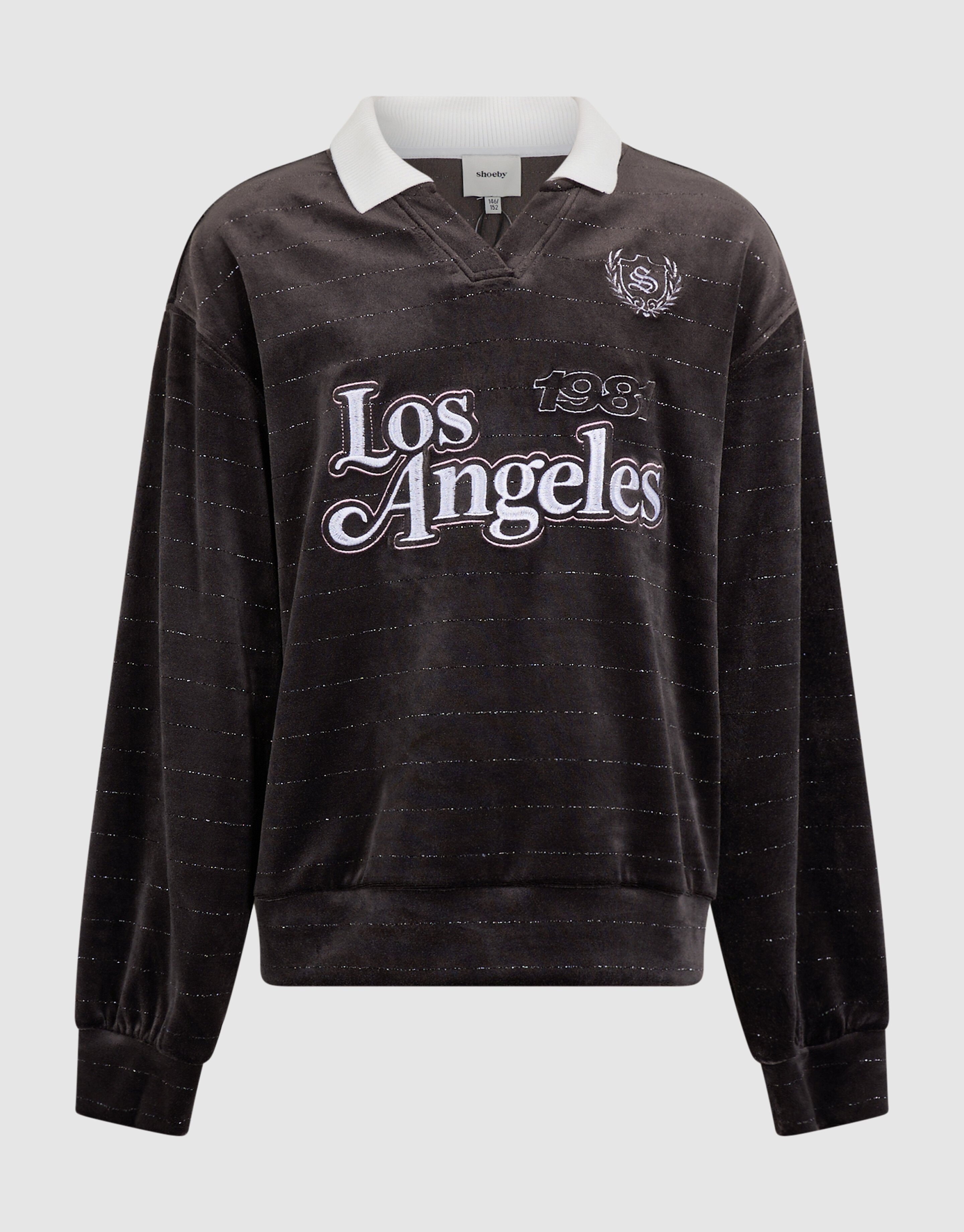 Velvet Sporty Longsleeve Top Donkerbruin SHOEBY GIRLS