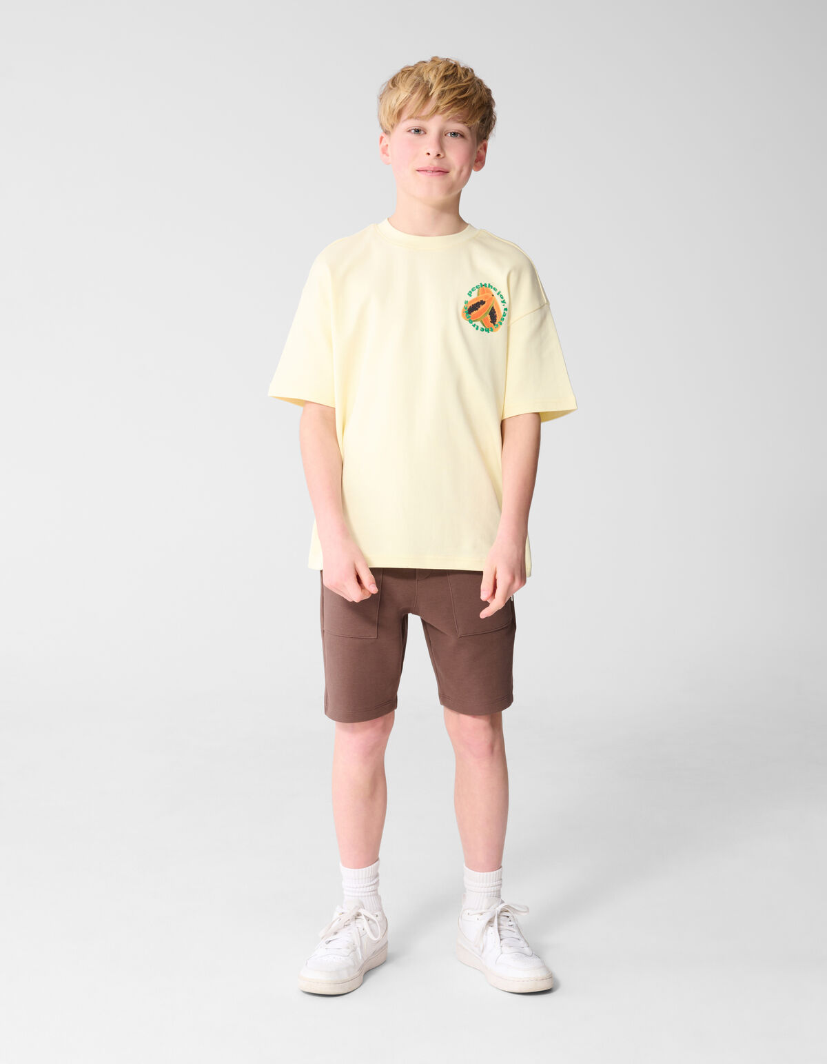 Papaya Artwork T-shirt Lichtgeel SHOEBY BOYS