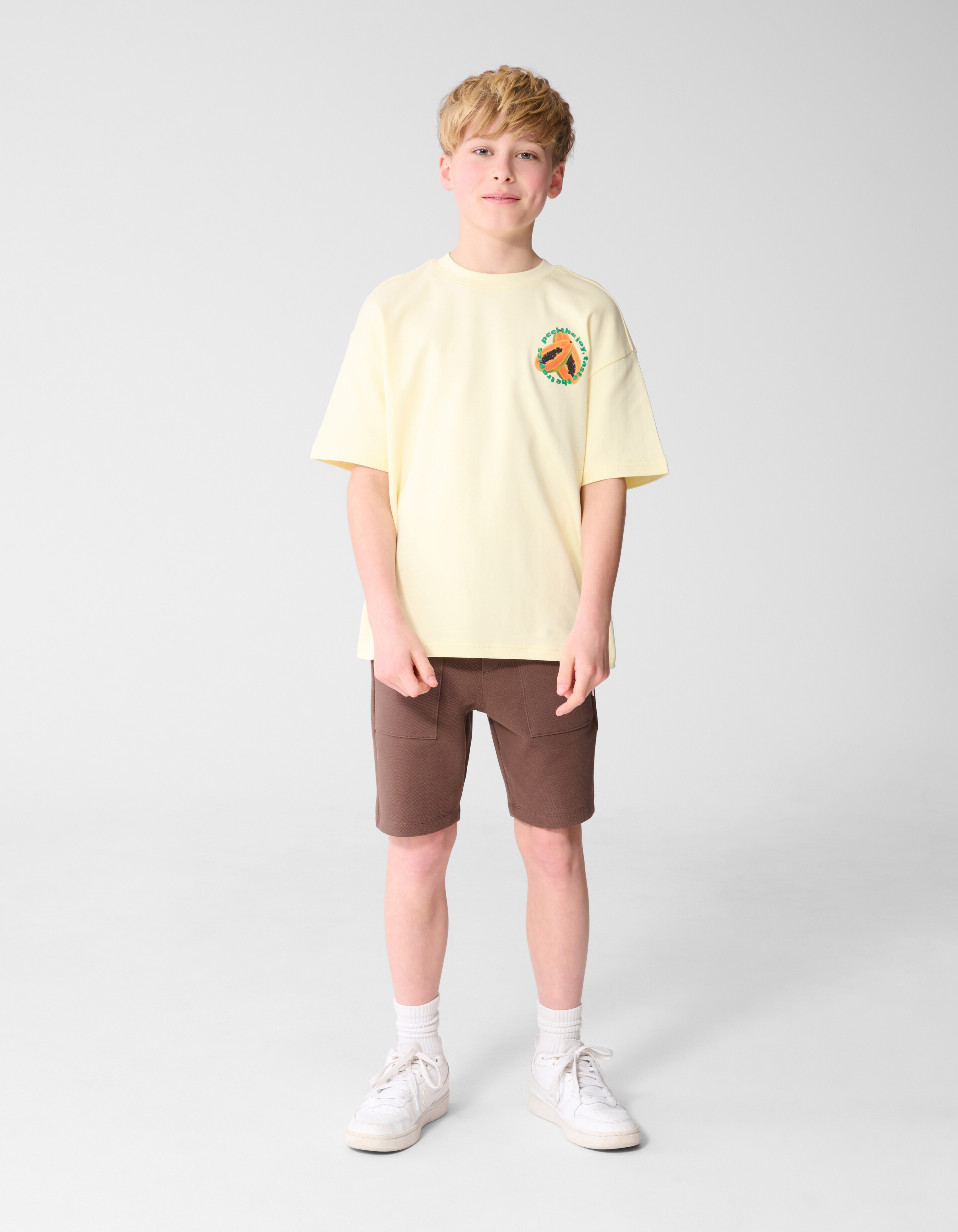 Papaya Artwork T-shirt Lichtgeel SHOEBY BOYS