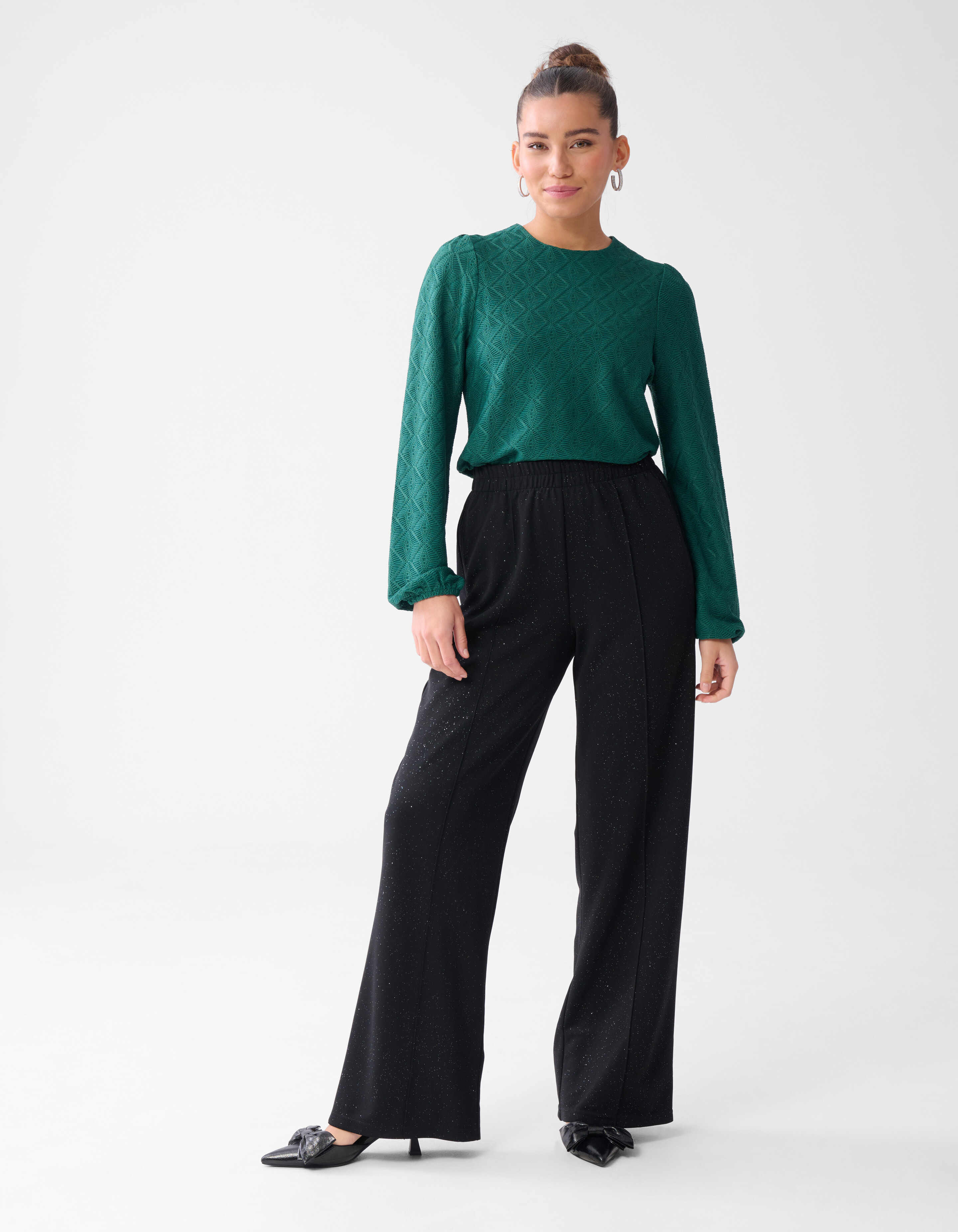 Glitter Wide Leg Broek Zwart SHOEBY WOMEN