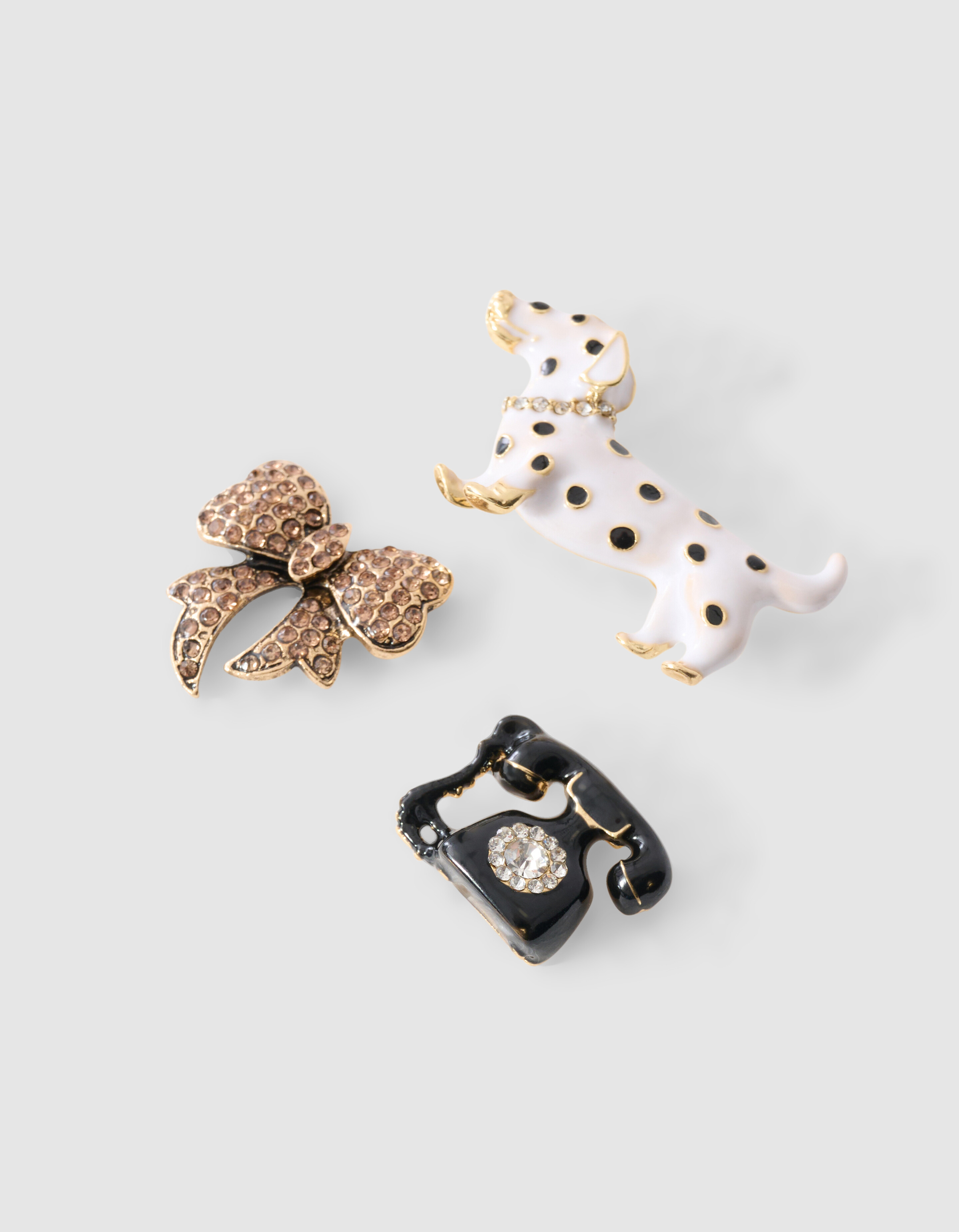 Polkadot Strass Broche Set Wit SHOEBY ACCESSOIRES