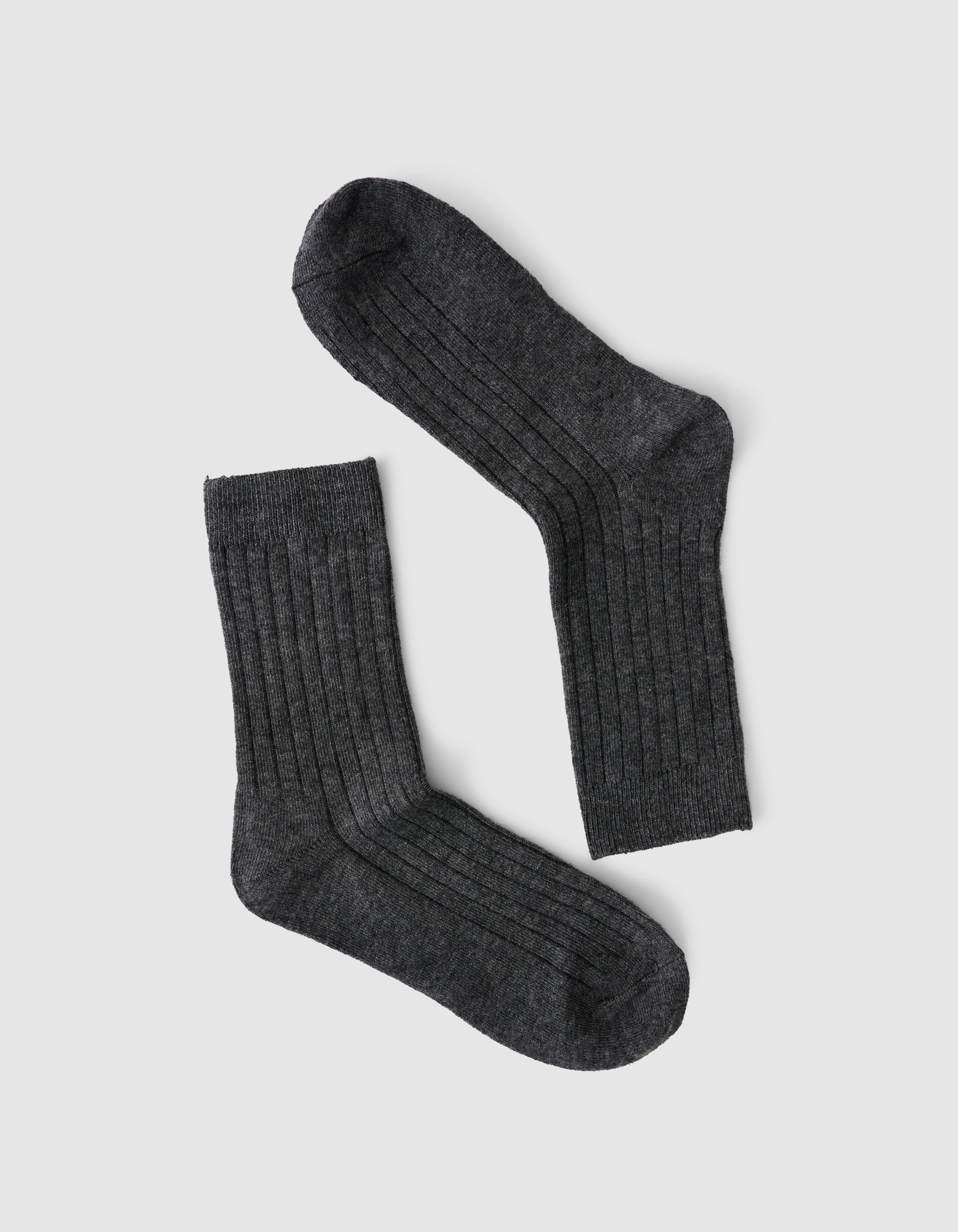 Ribbed Sok Donkergrijs SHOEBY ACCESSOIRES