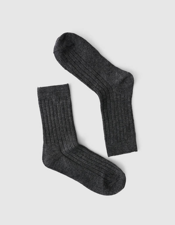 Ribbed Sok Donkergrijs SHOEBY ACCESSOIRES