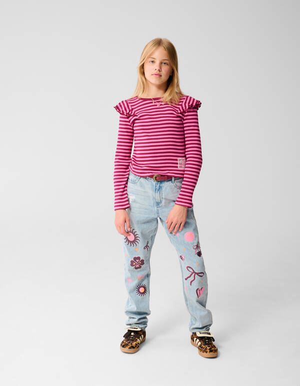 Striped Ruffle Top Donkerrood SHOEBY GIRLS