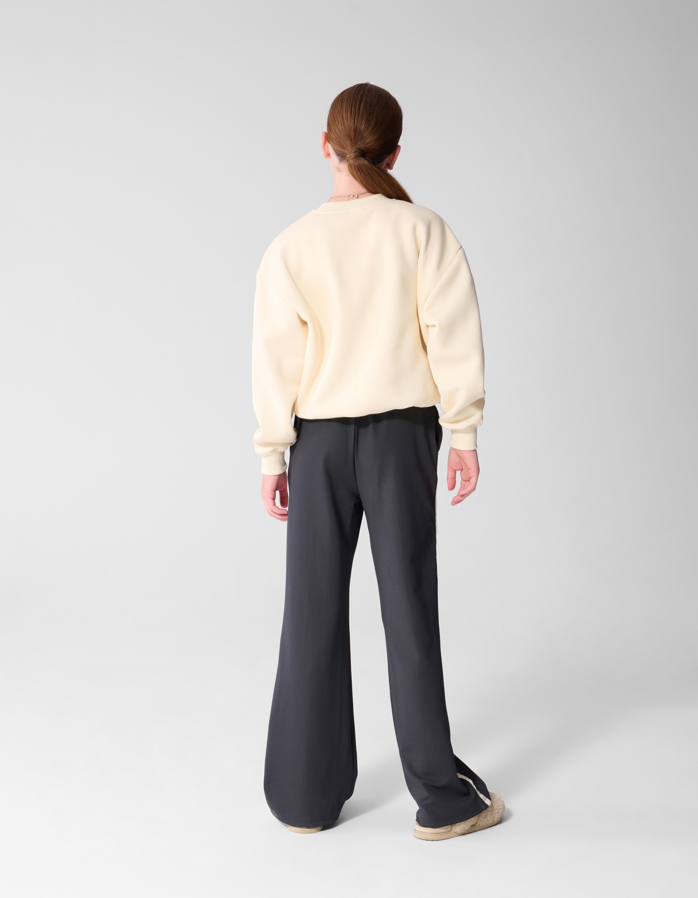 Studded Wide Leg Broek Donkergrijs SHOEBY GIRLS