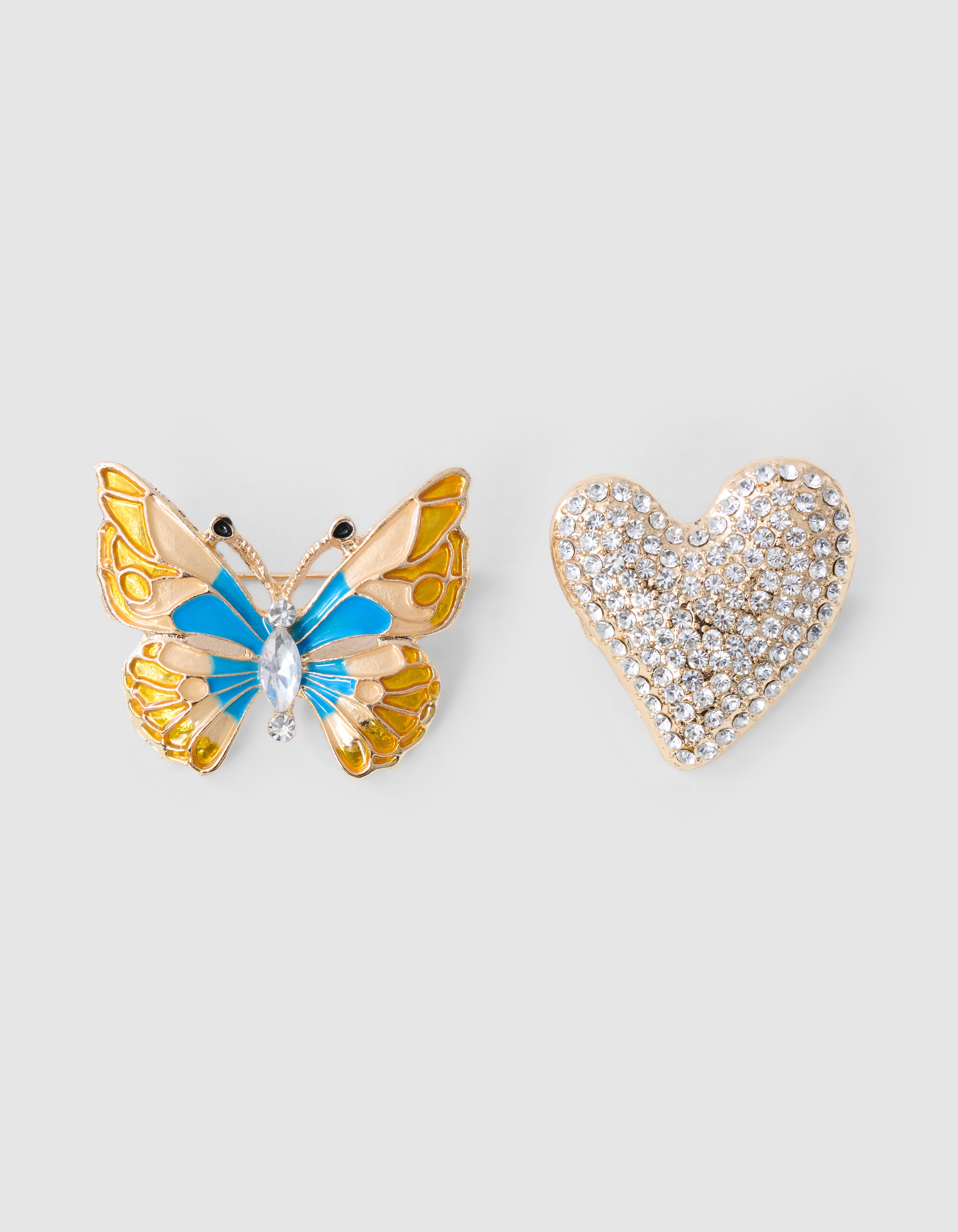 Strass Butterfly Broche Set Blauw SHOEBY ACCESSOIRES