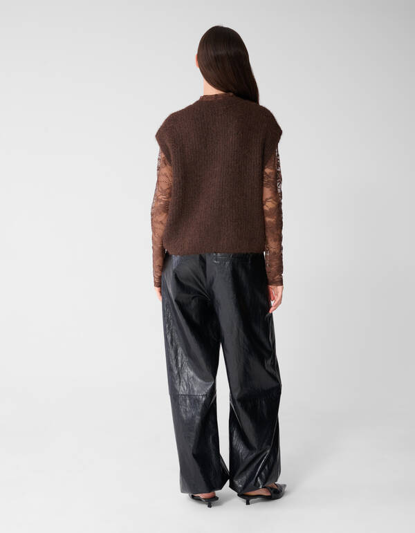 Hairy Button Gilet Donkerbruin SHOEBY WOMEN