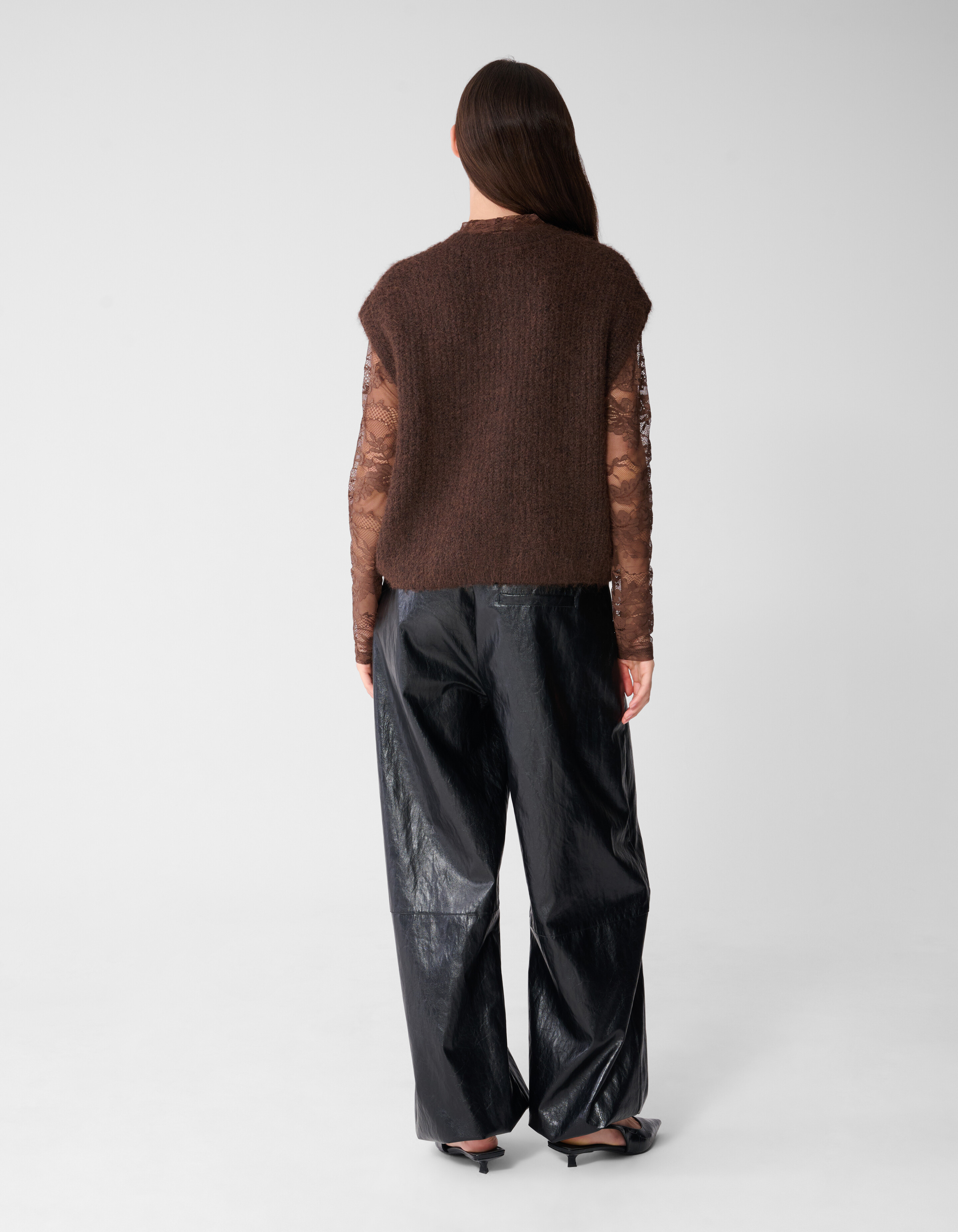 Hairy Button Gilet Donkerbruin SHOEBY WOMEN