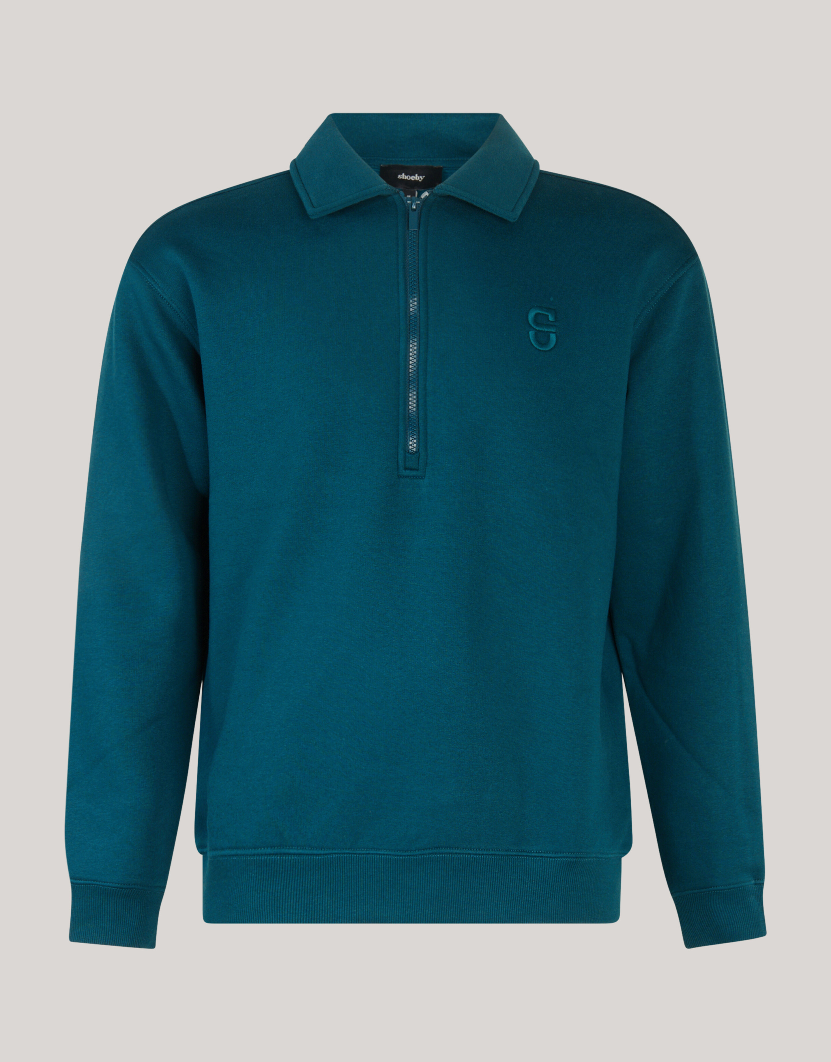 Zipper Badge Sweater Donkergroen SHOEBY MEN