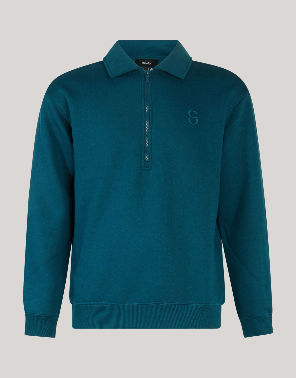 Zipper Badge Sweater Donkergroen SHOEBY MEN