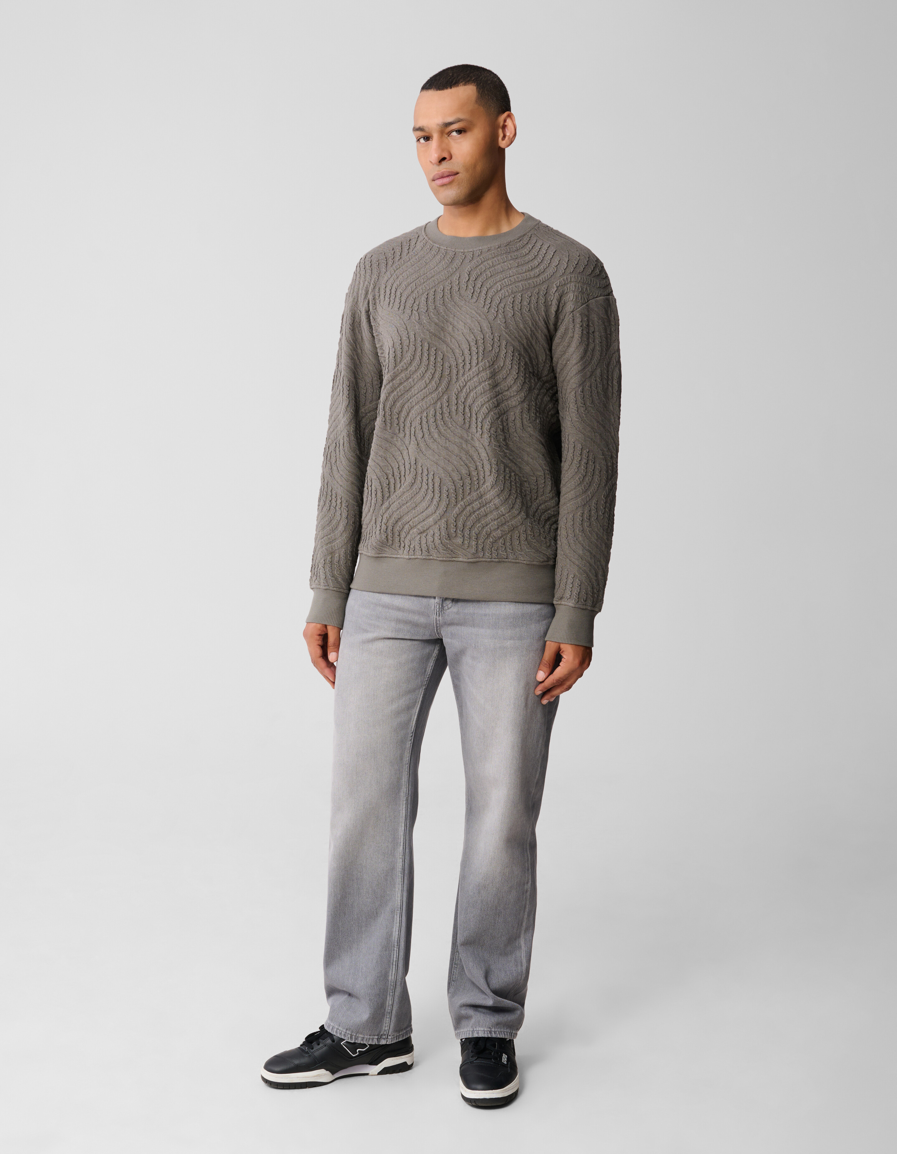 Wave Structuur Sweater Groen SHOEBY MEN