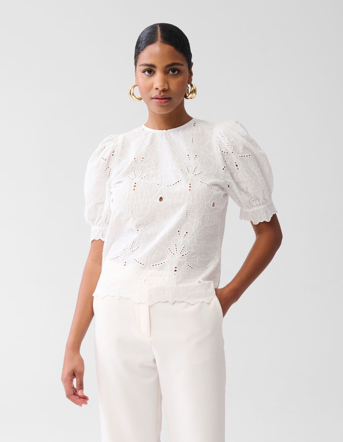 Embroidery Top Gebroken Wit By Fred SHOEBY WOMEN