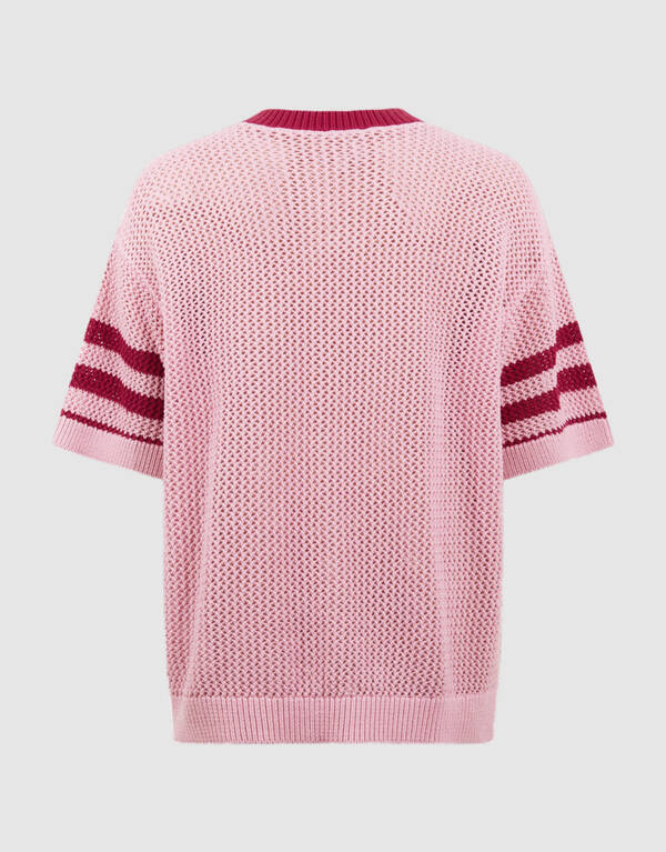 Gebreid Baseball T-shirt Roze SHOEBY GIRLS