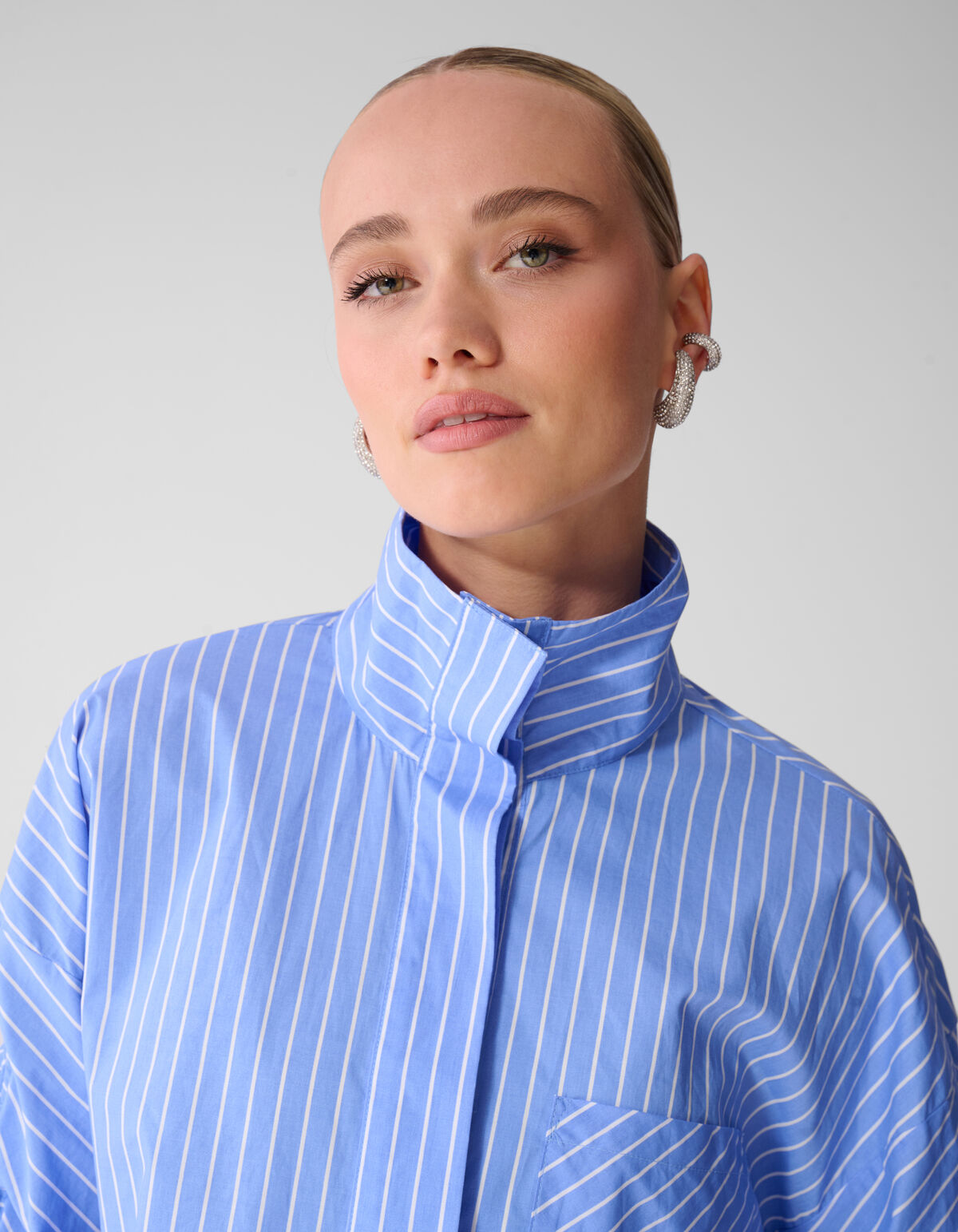 Gathering Sleeve Blouse Blauw SHOEBY WOMEN