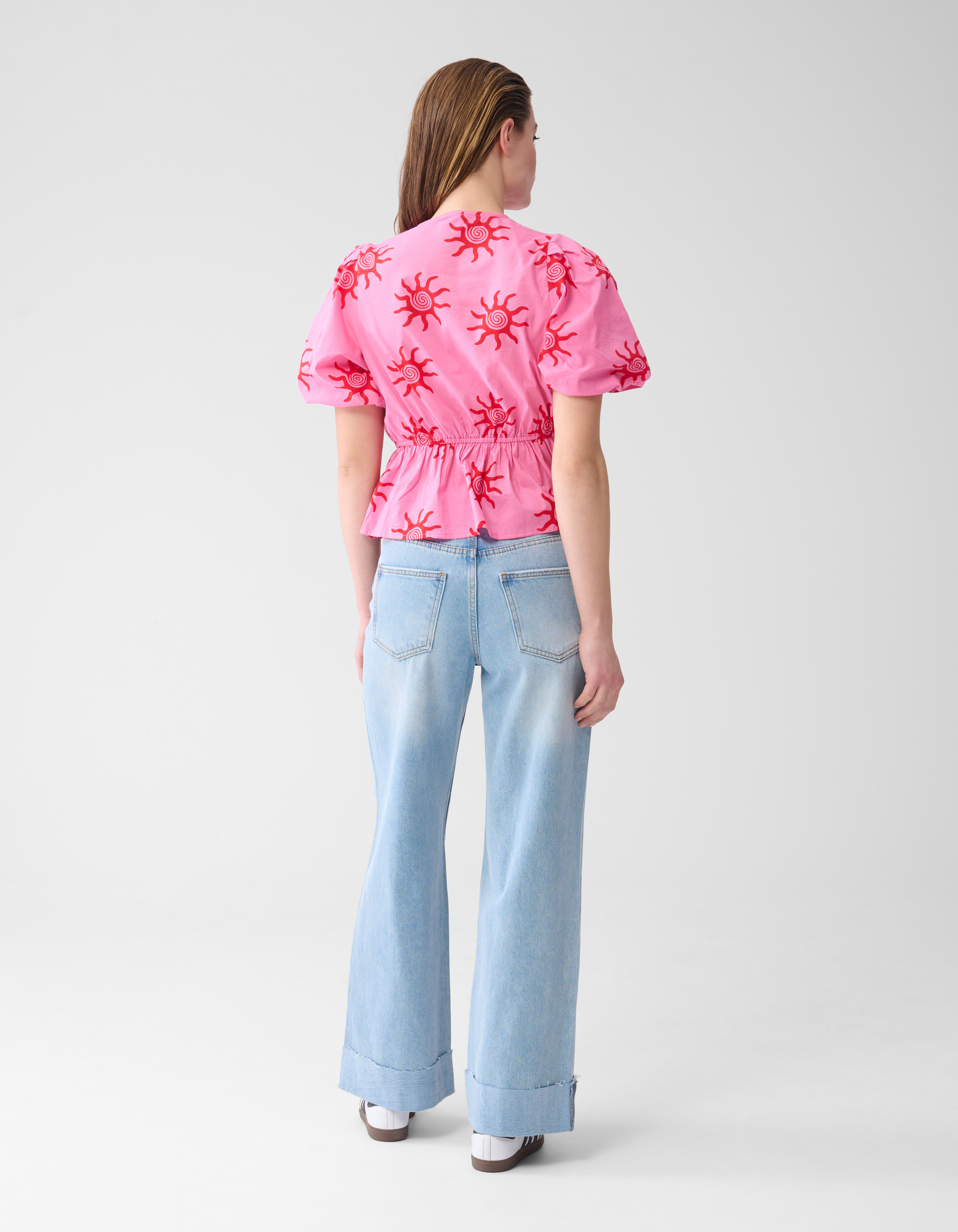 Turn Up Wide Leg Fit Jeans Mediumstone SHOEBY WOMEN
